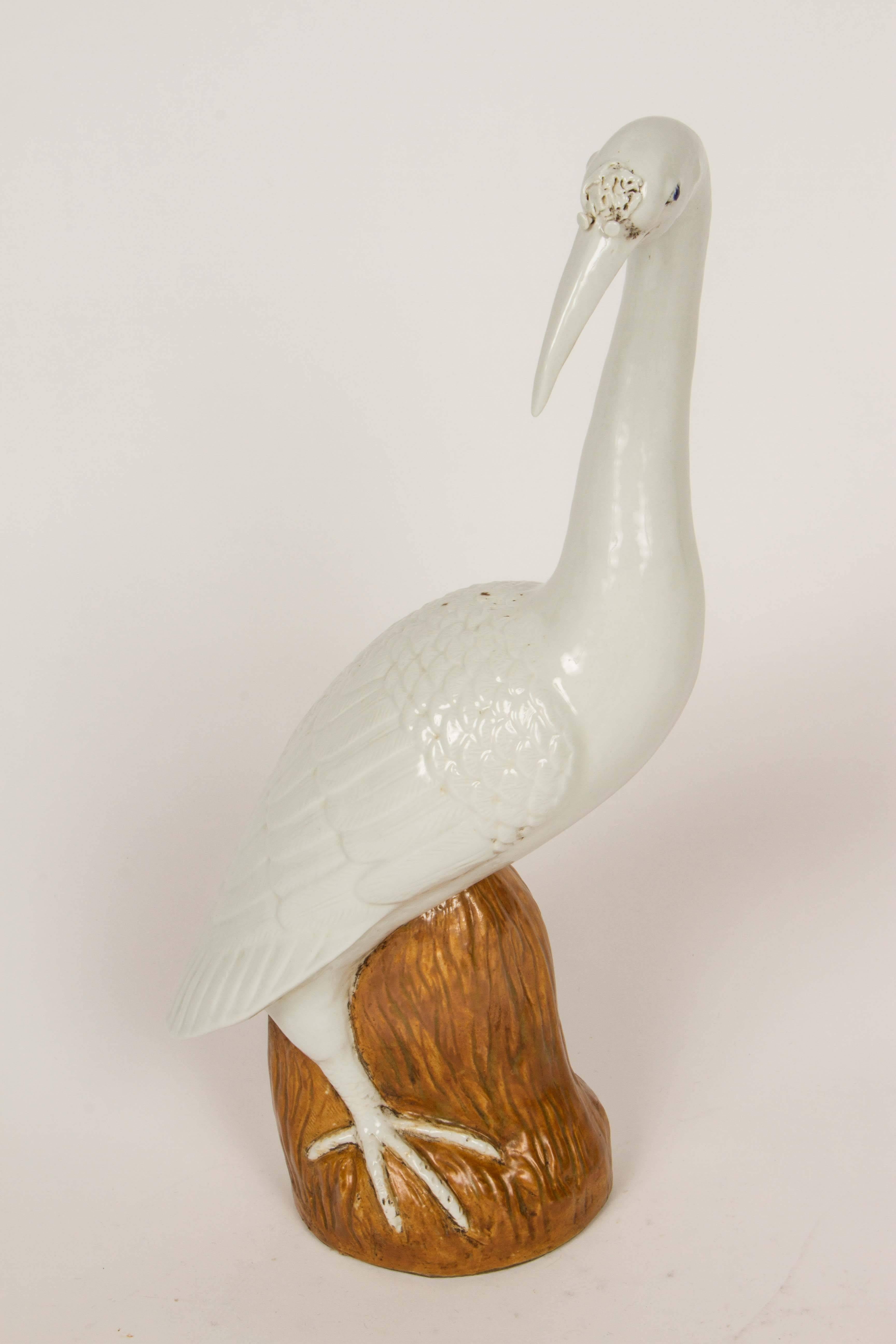 Set of Four Chinese Porcelain Egrets  In Excellent Condition In Palm Desert, CA