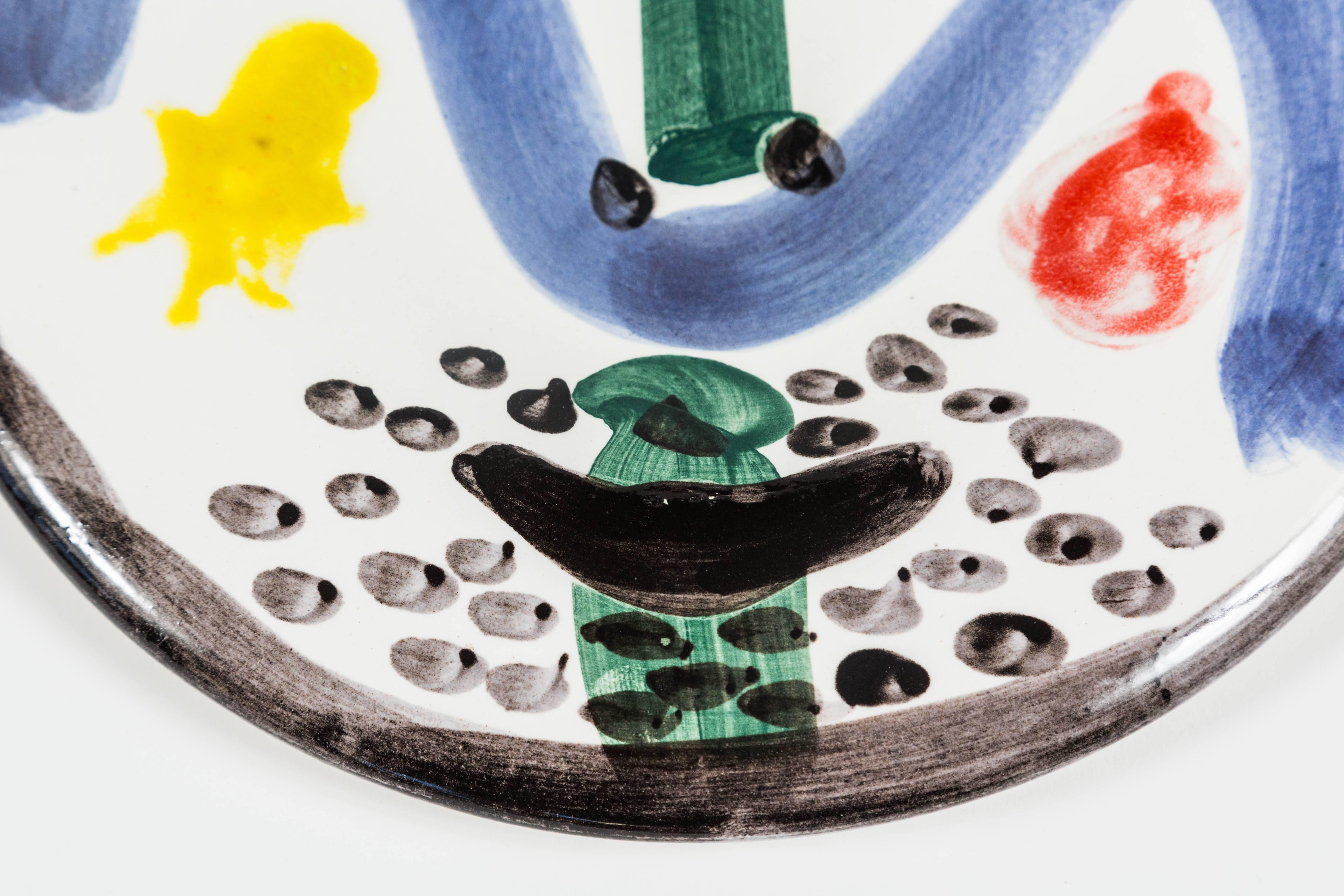 French Fantastic 'Visage No. 130' Madoura Ceramic Plate, by Pablo Picasso