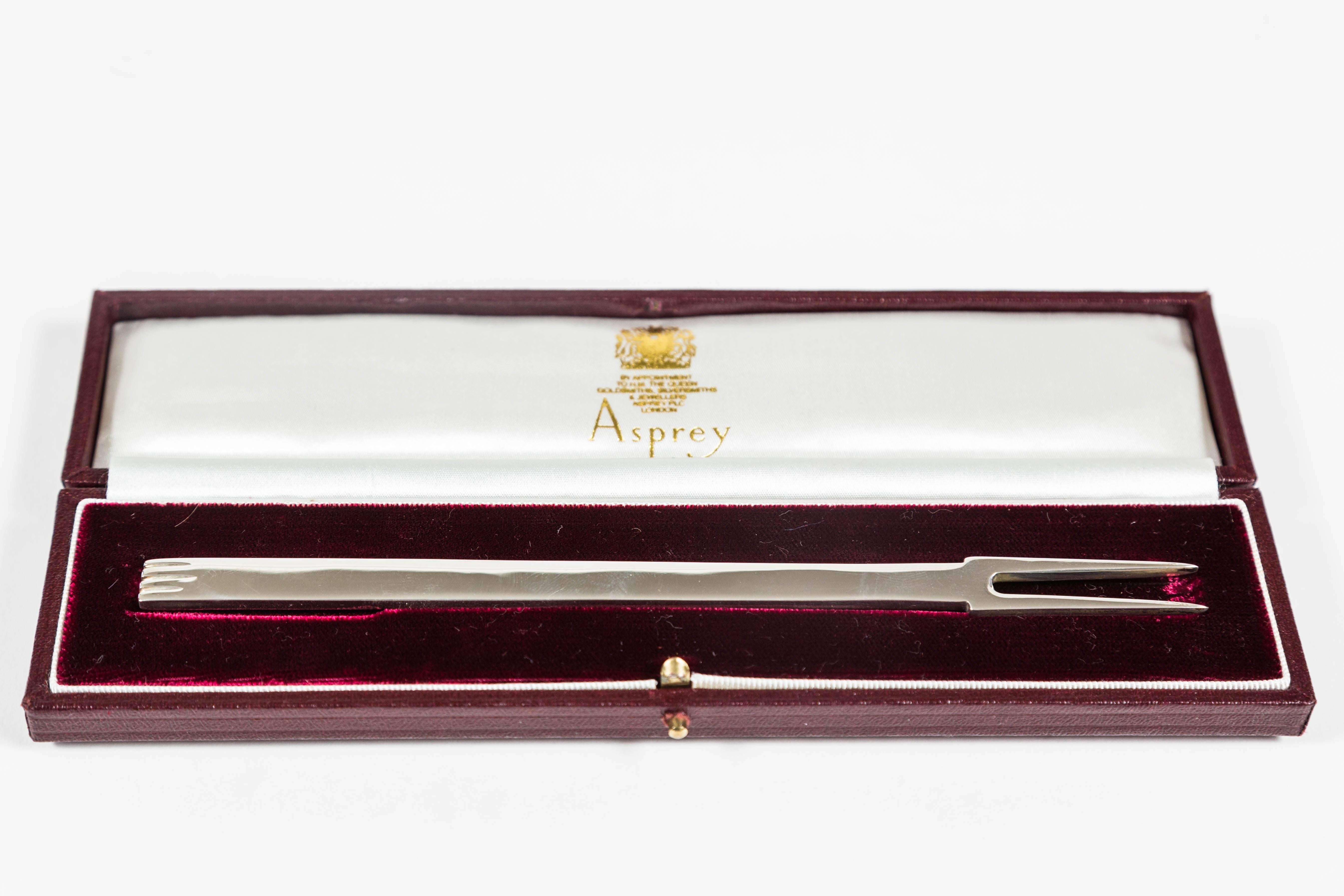 Silver Two-Pronged Puritan Manners Fork by Asprey London 1