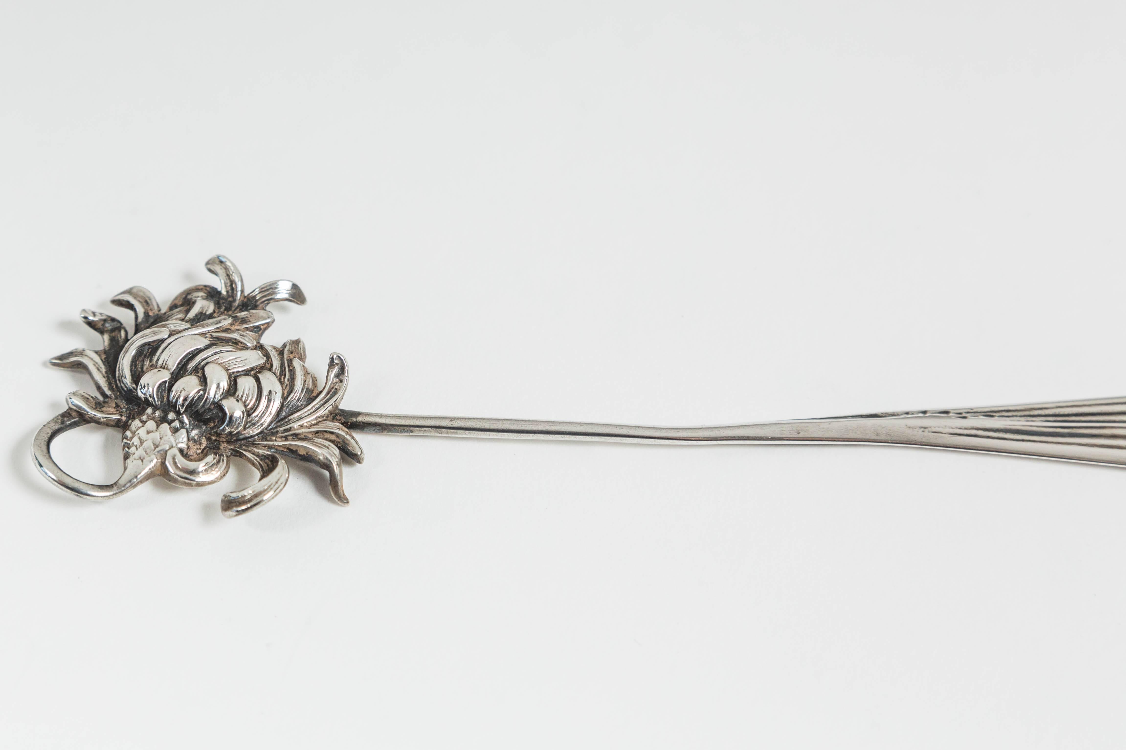 American Unique Sterling Chrysanthemum Letter Opener by George W. Shiebler