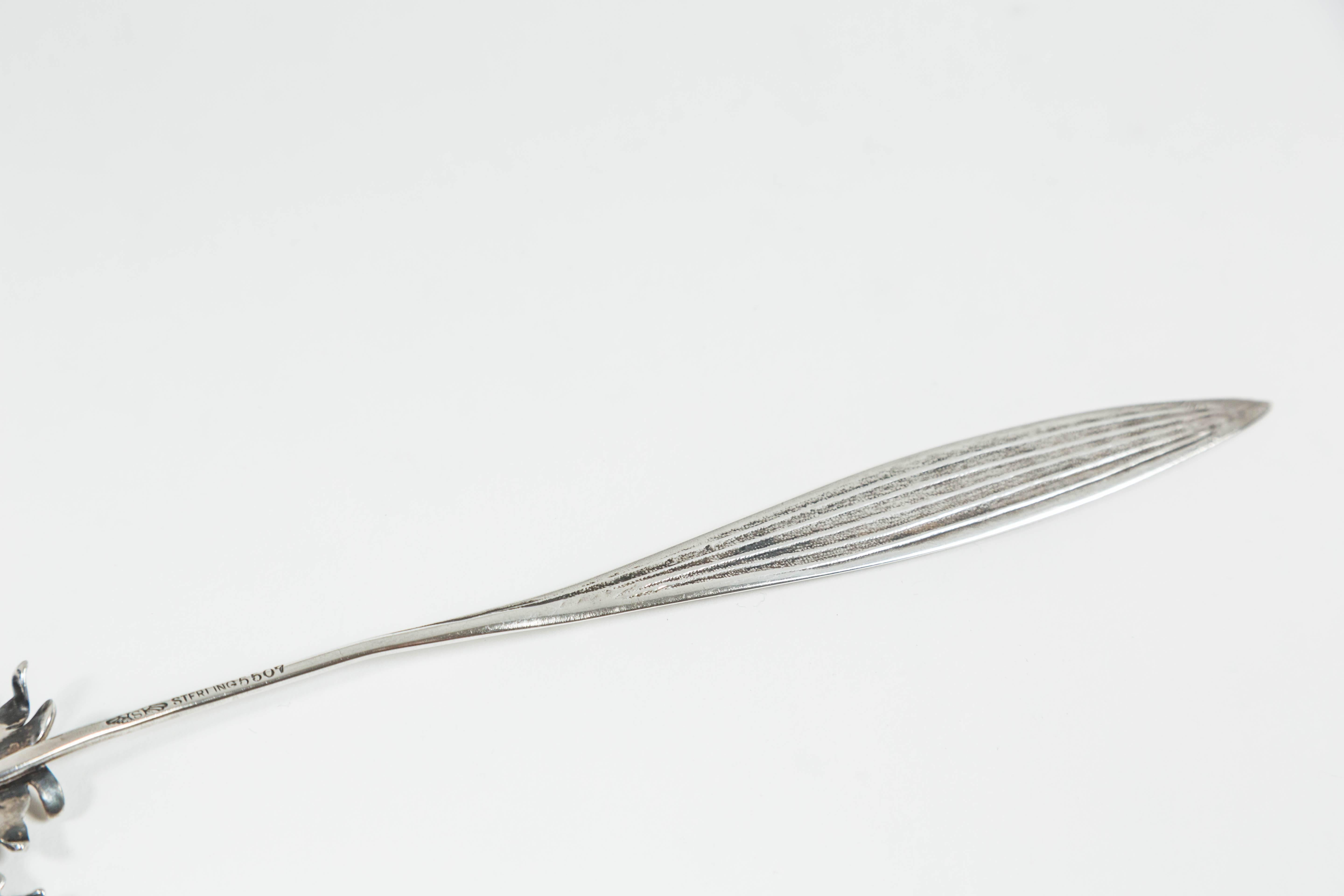 Cast Unique Sterling Chrysanthemum Letter Opener by George W. Shiebler