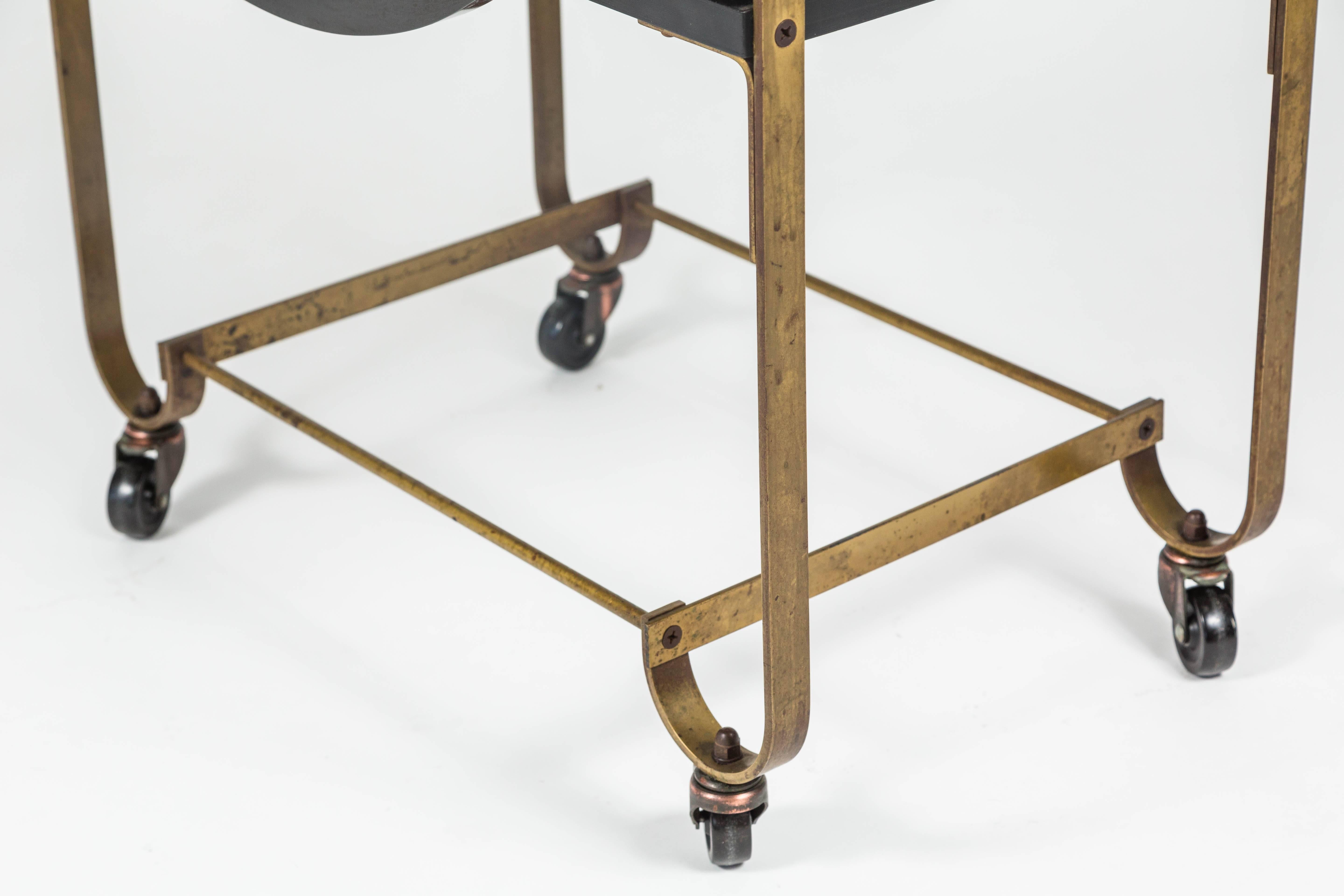 20th Century Stylish Art Deco Black and Gold Drinks Trolley