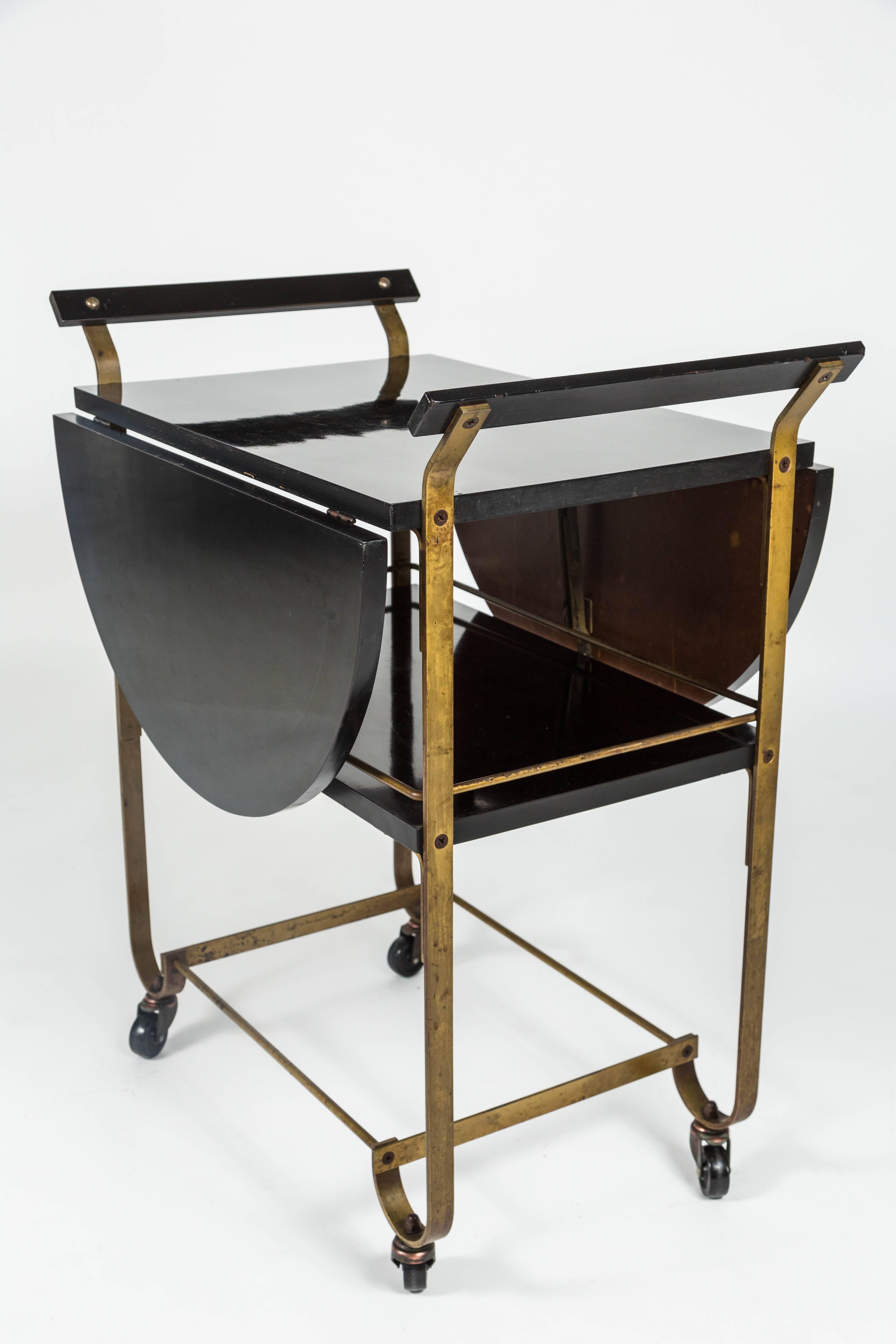 Stylish Art Deco Black and Gold Drinks Trolley In Excellent Condition In Palm Desert, CA