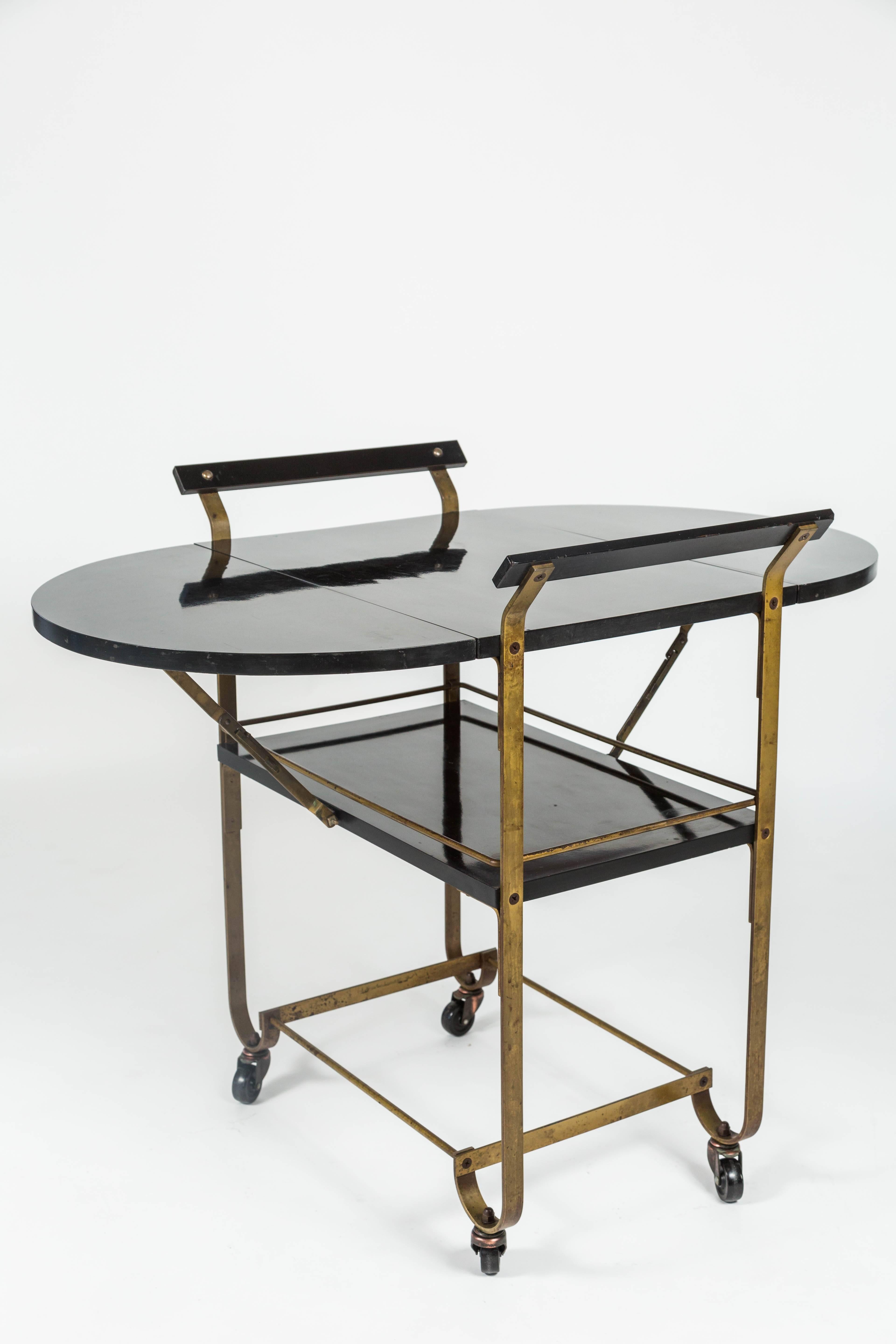 Wood Stylish Art Deco Black and Gold Drinks Trolley