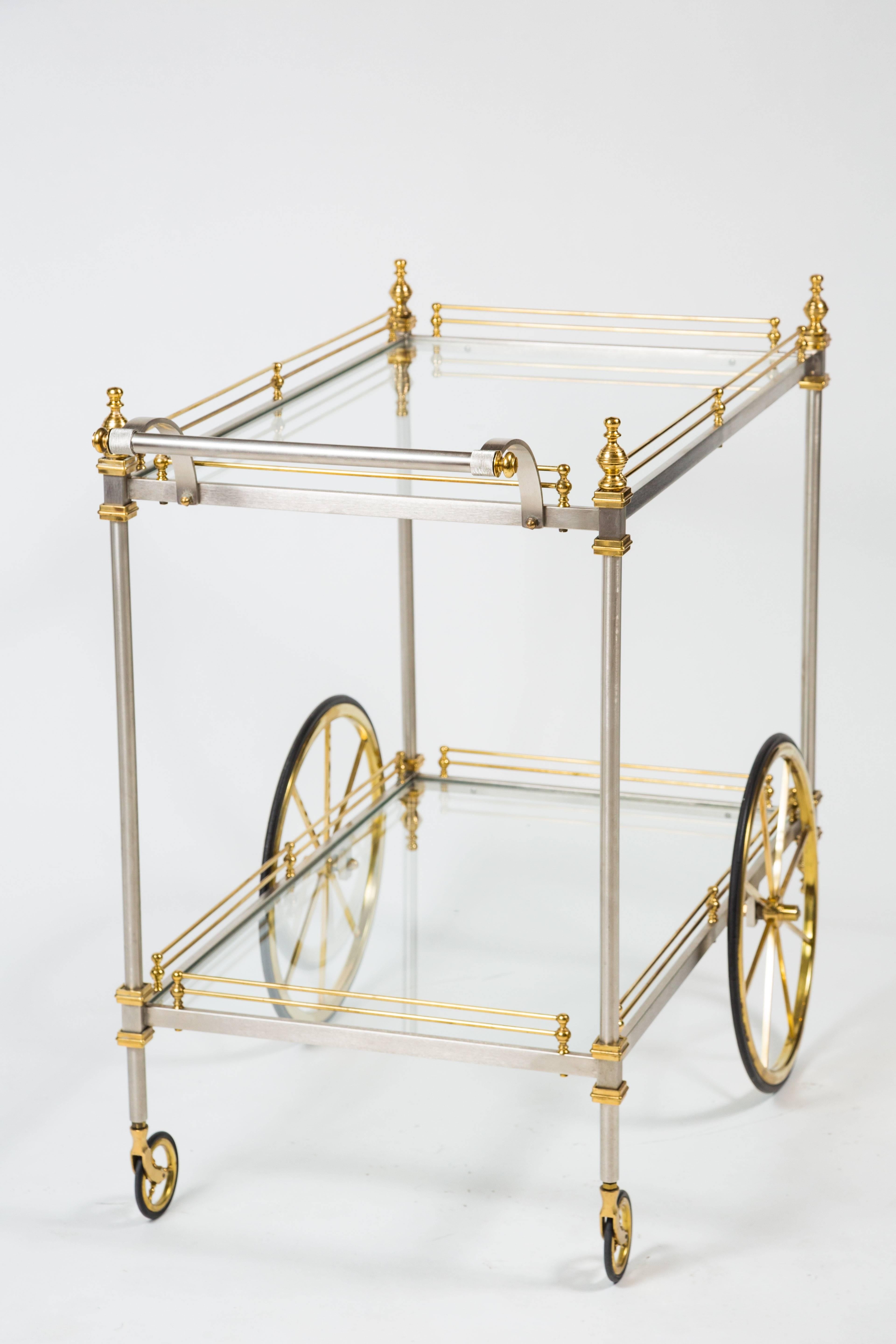 American Chic Metal and Brass Tiered Drinks Trolley