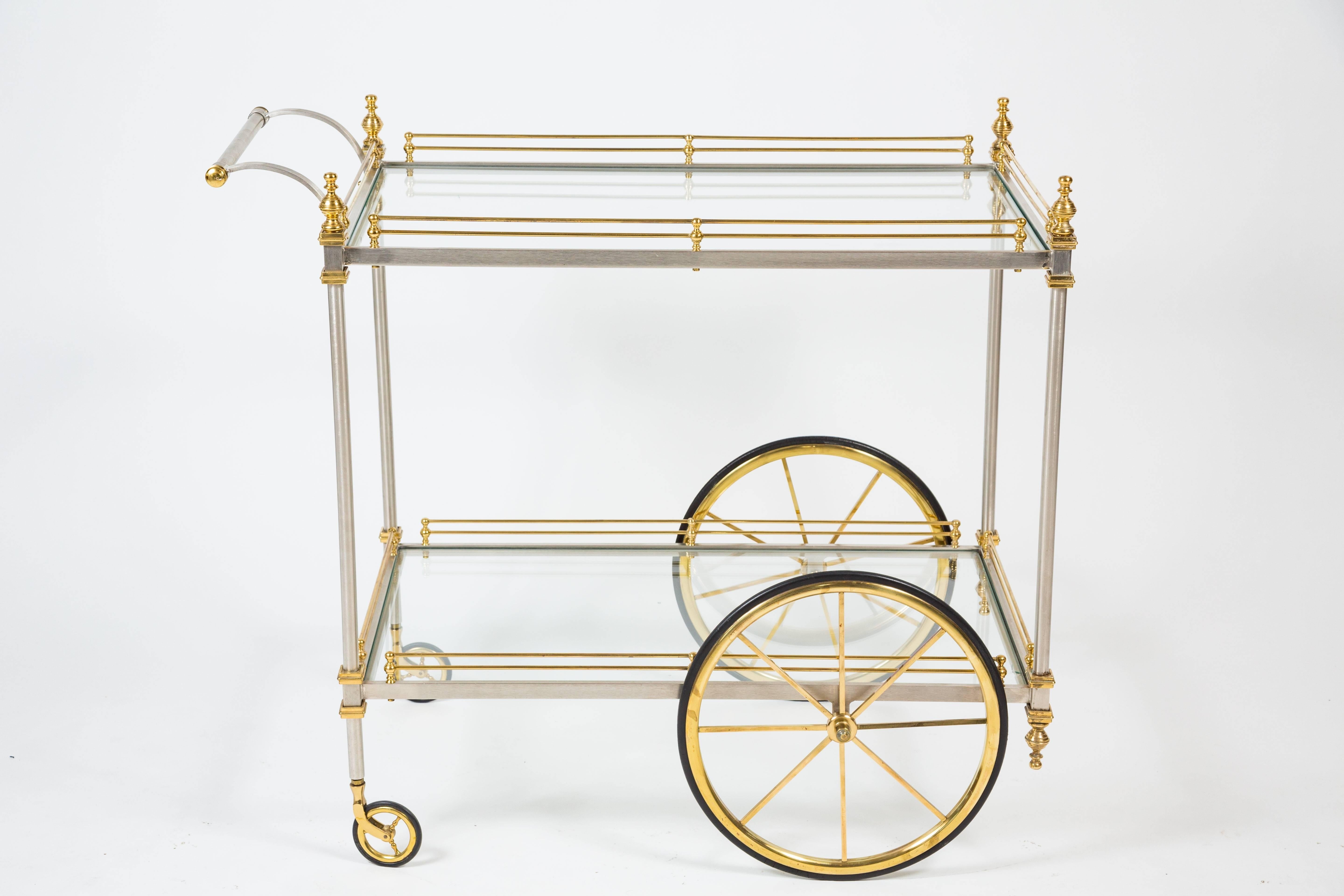 Polished Chic Metal and Brass Tiered Drinks Trolley