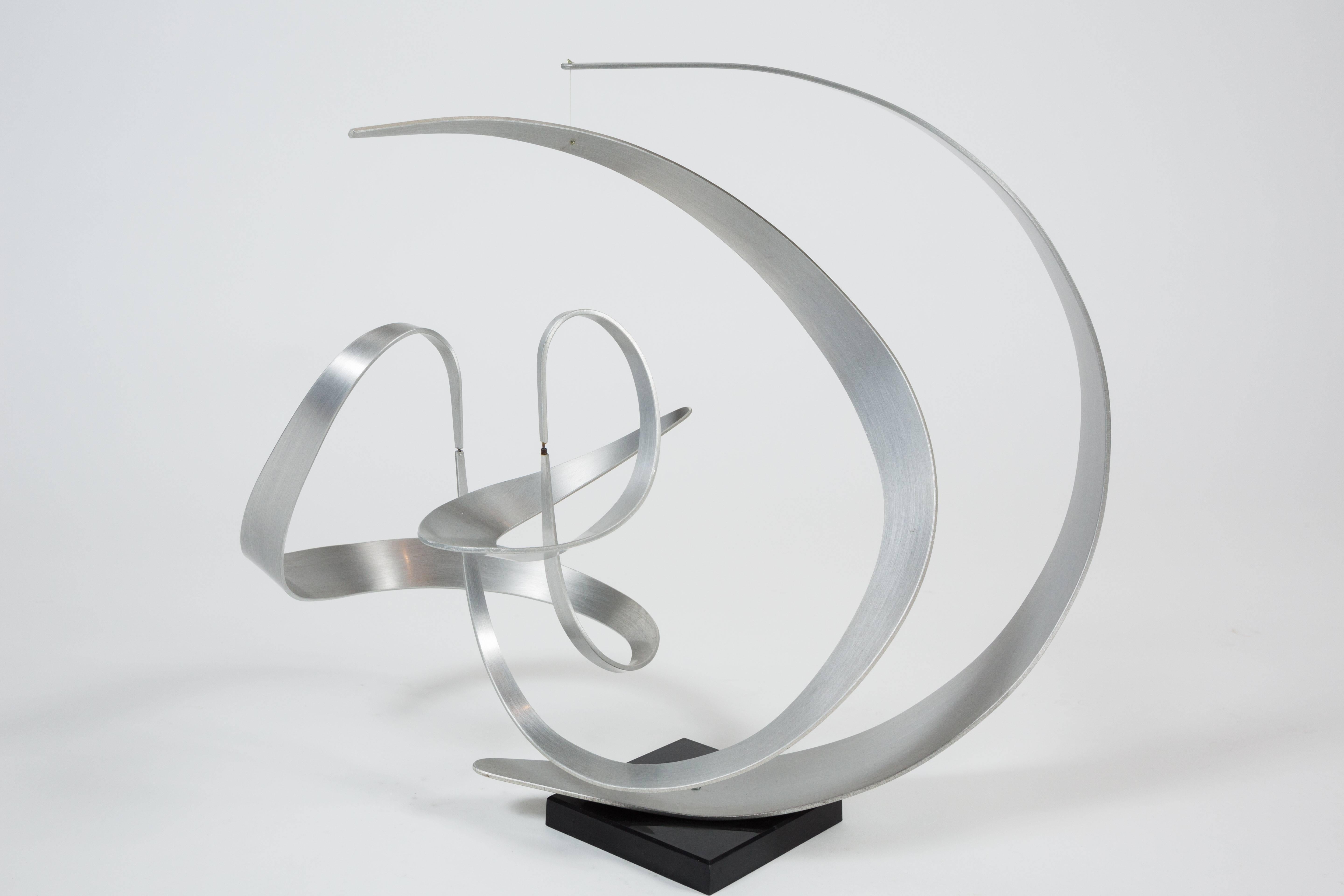 Brushed Striking Kinetic Abstract Sculpture by John W. Anderson