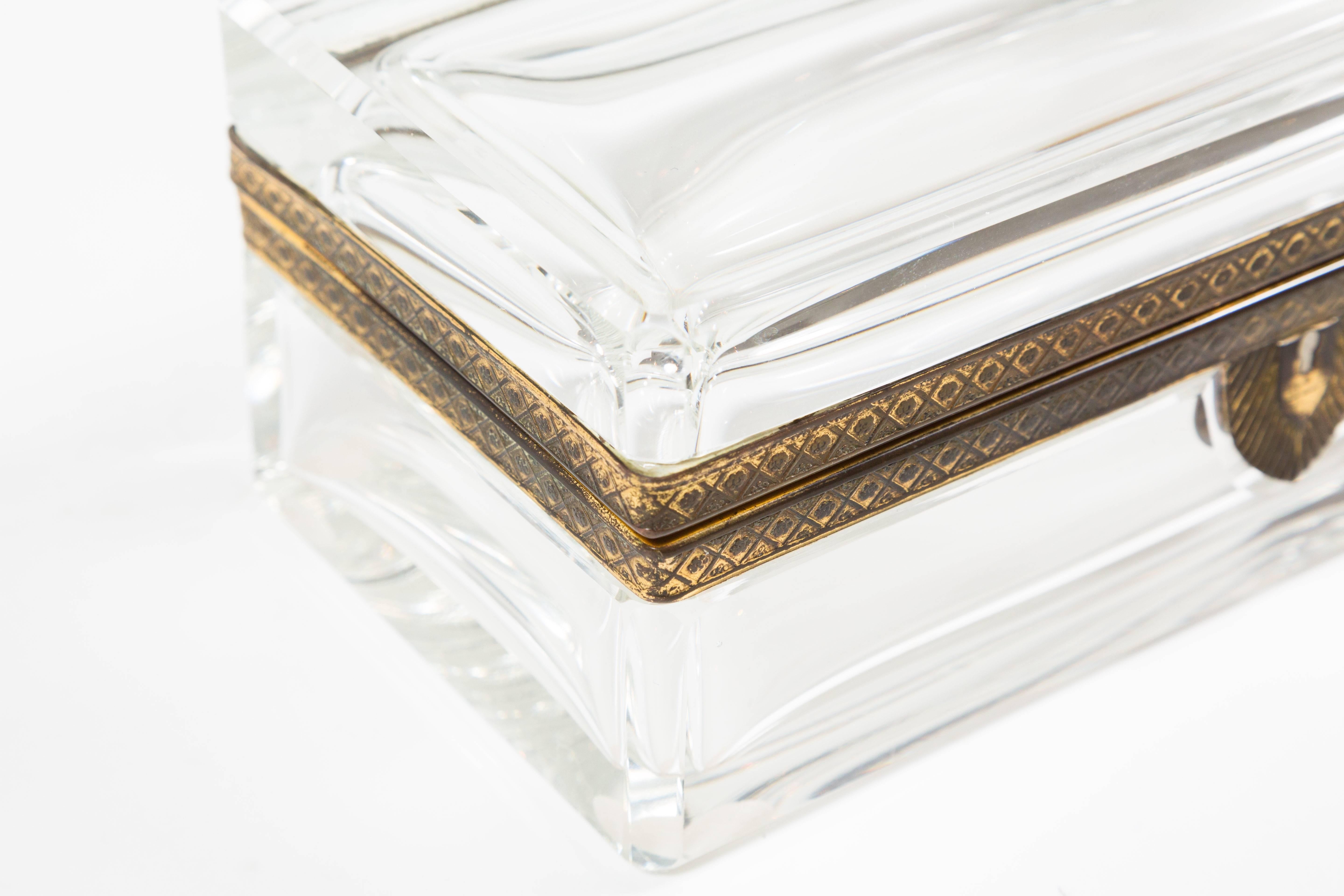 Polished Rectangular Crystal Box with Fittings