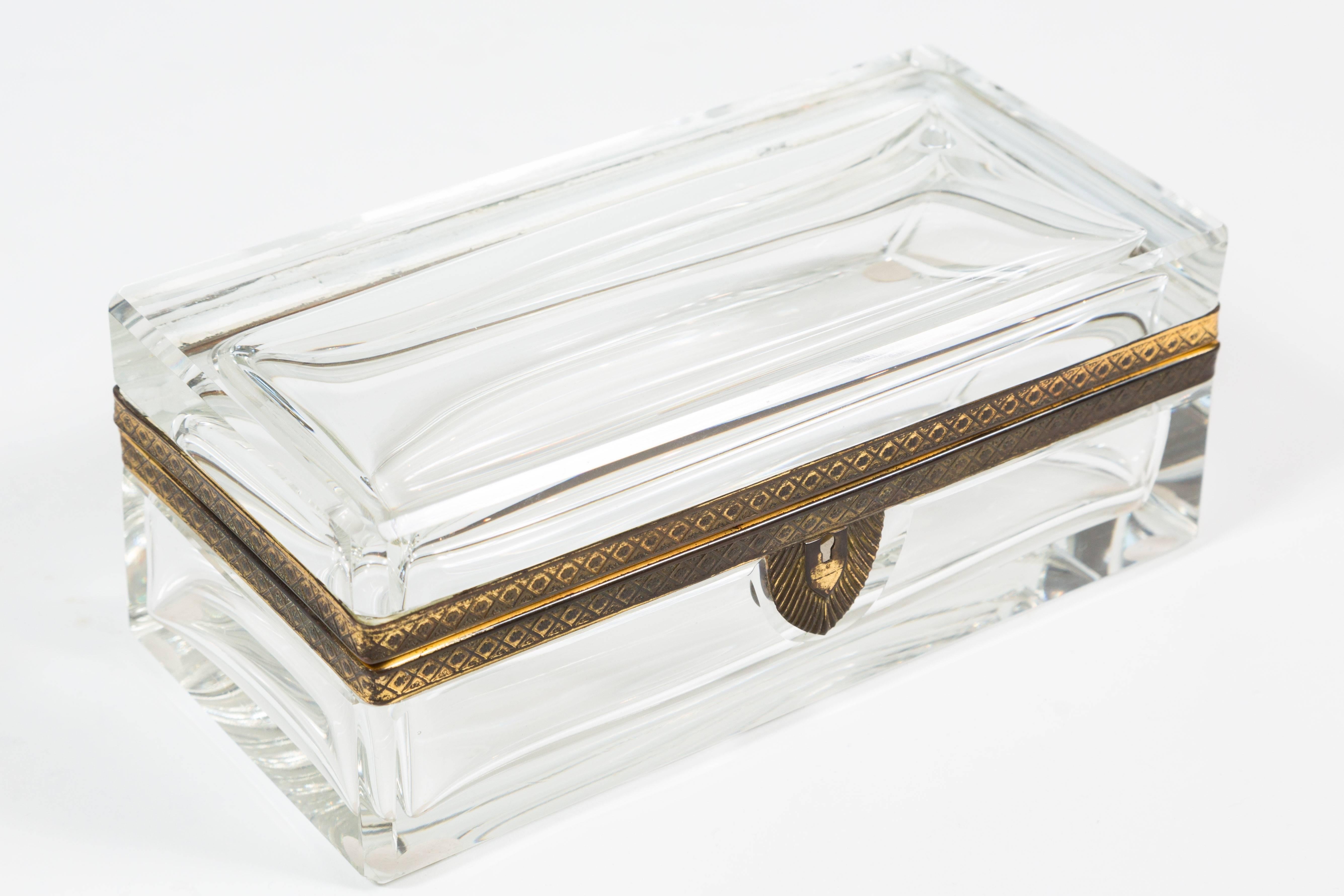 Rectangular Crystal Box with Fittings In Excellent Condition In Palm Desert, CA