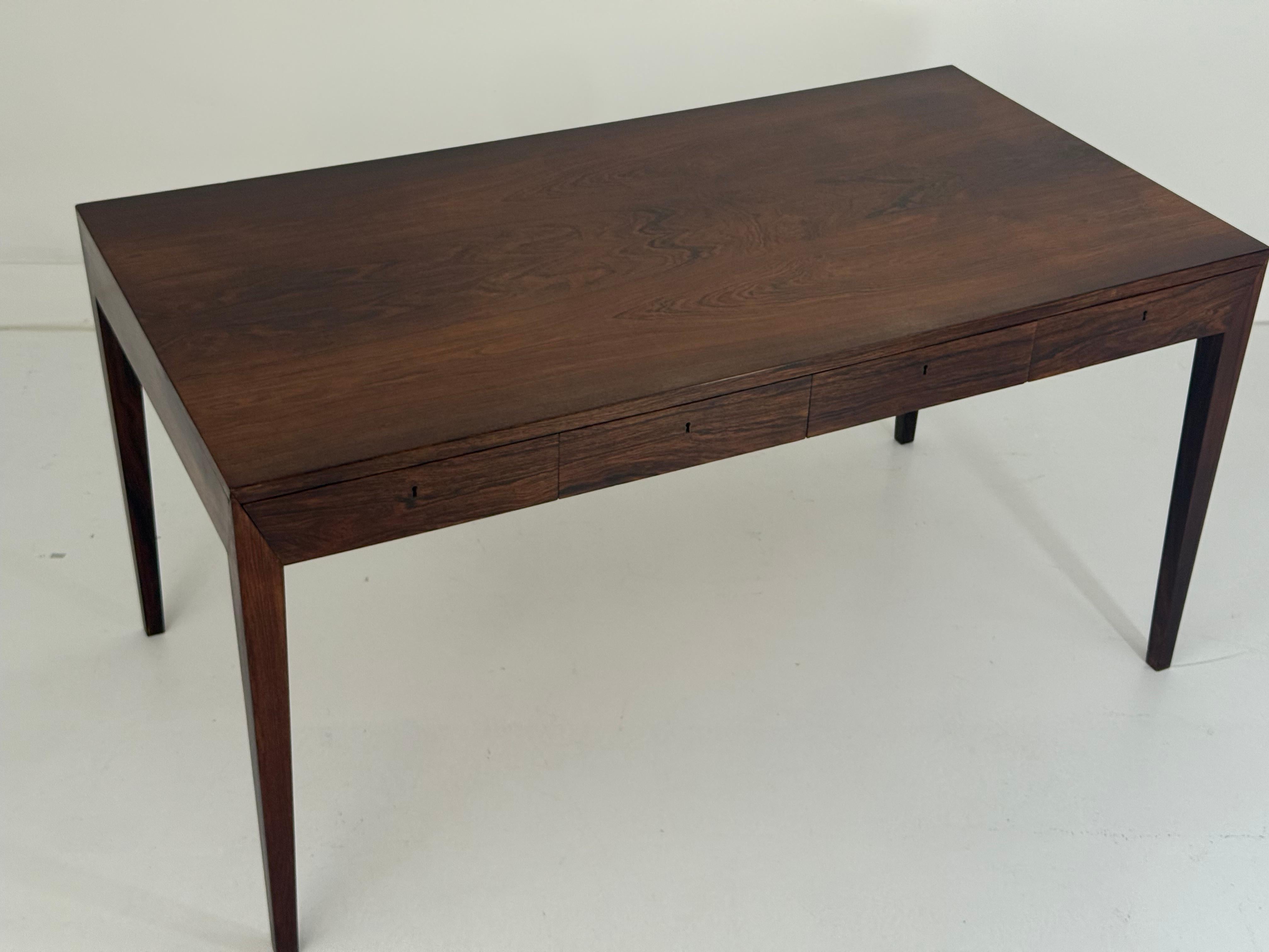 Danish Rosewood Desk by Severin Hansen Jr. for Haslev, 1960s In Good Condition For Sale In Palm Desert, CA