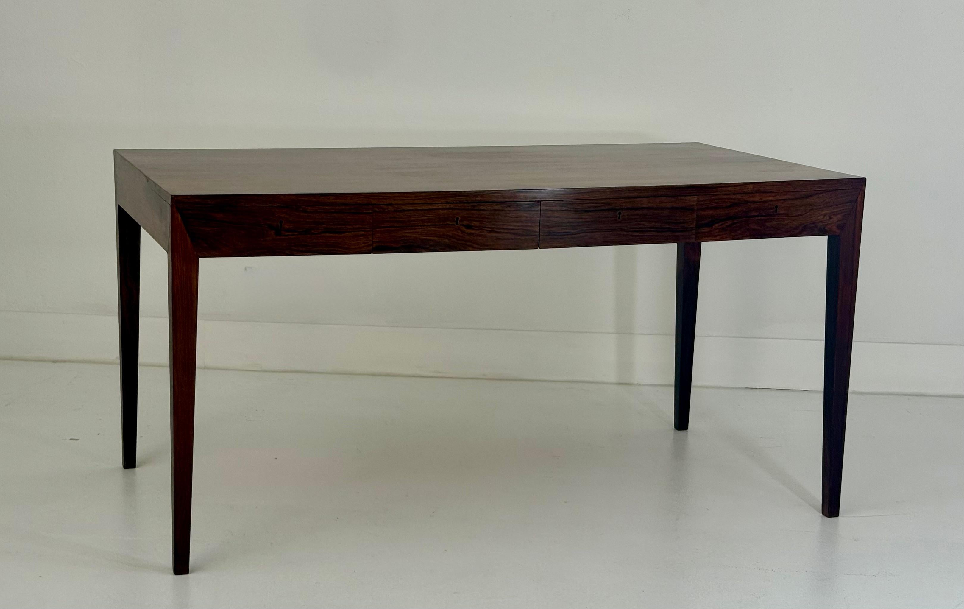Mid-Century Modern Danish Rosewood Desk by Severin Hansen Jr. for Haslev, 1960s For Sale