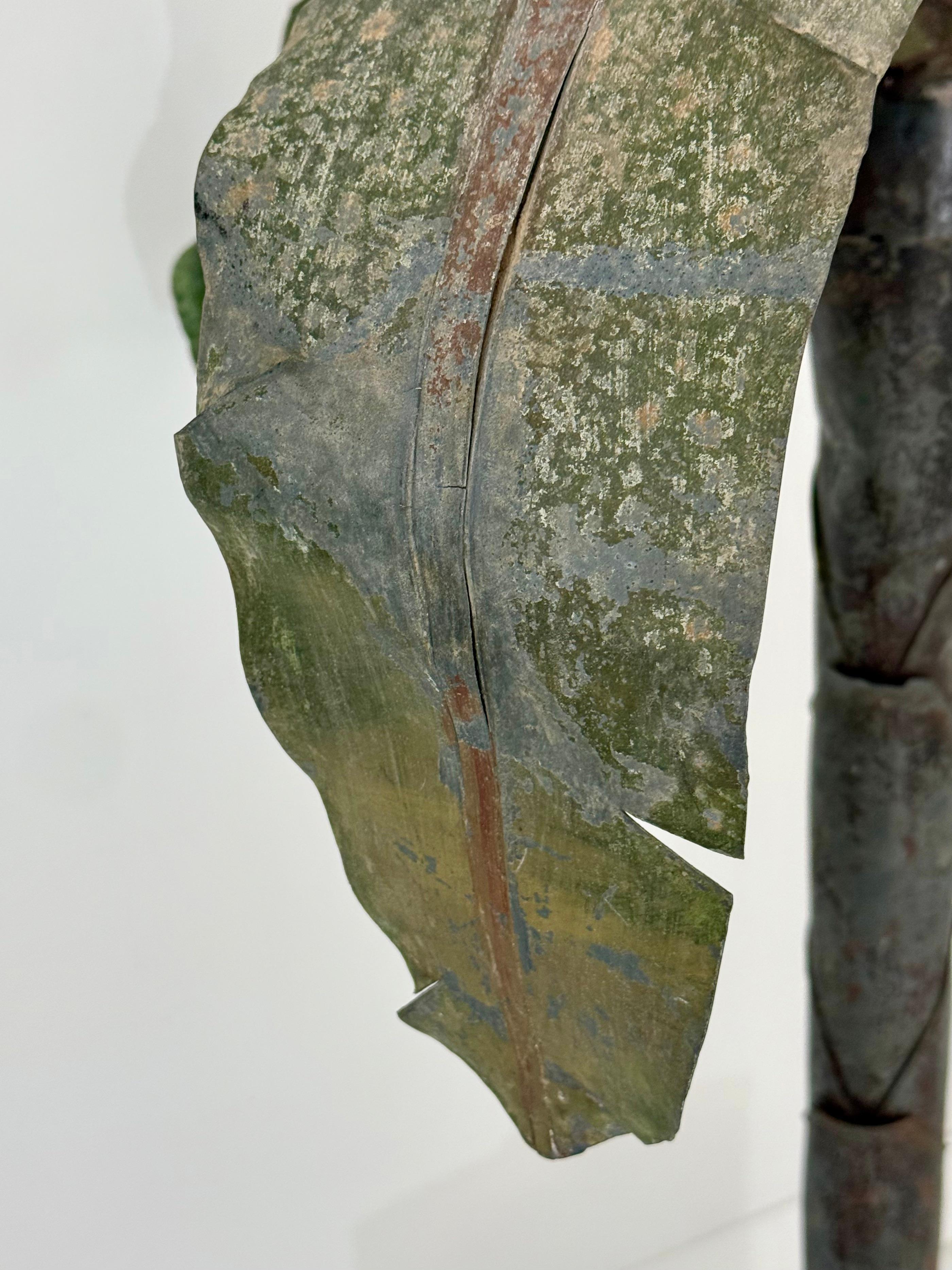 1920s Tôle Palm Tree Sculpture with Carved Wood Base For Sale 2