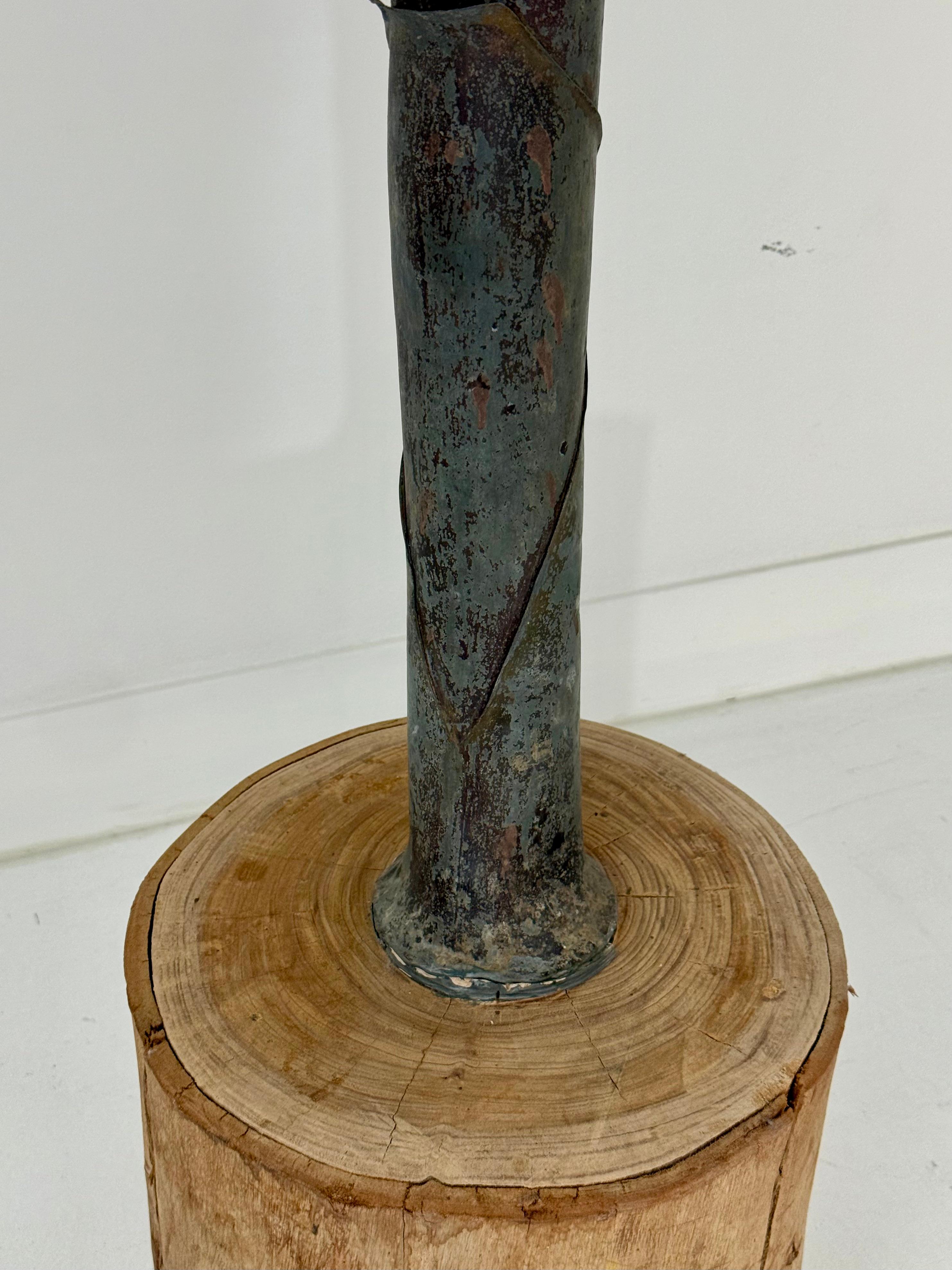 1920s Tôle Palm Tree Sculpture with Carved Wood Base For Sale 5