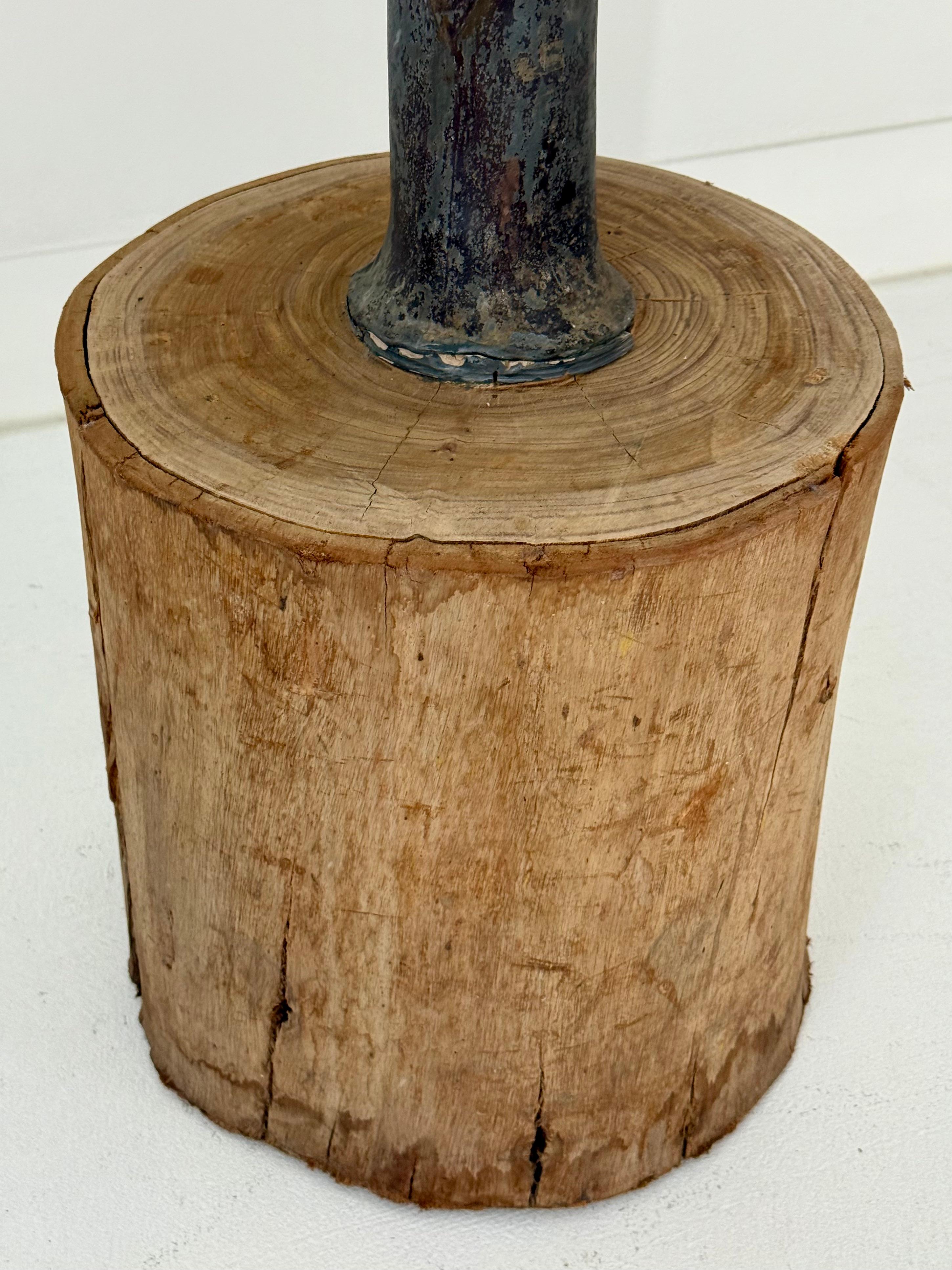 1920s Tôle Palm Tree Sculpture with Carved Wood Base For Sale 6