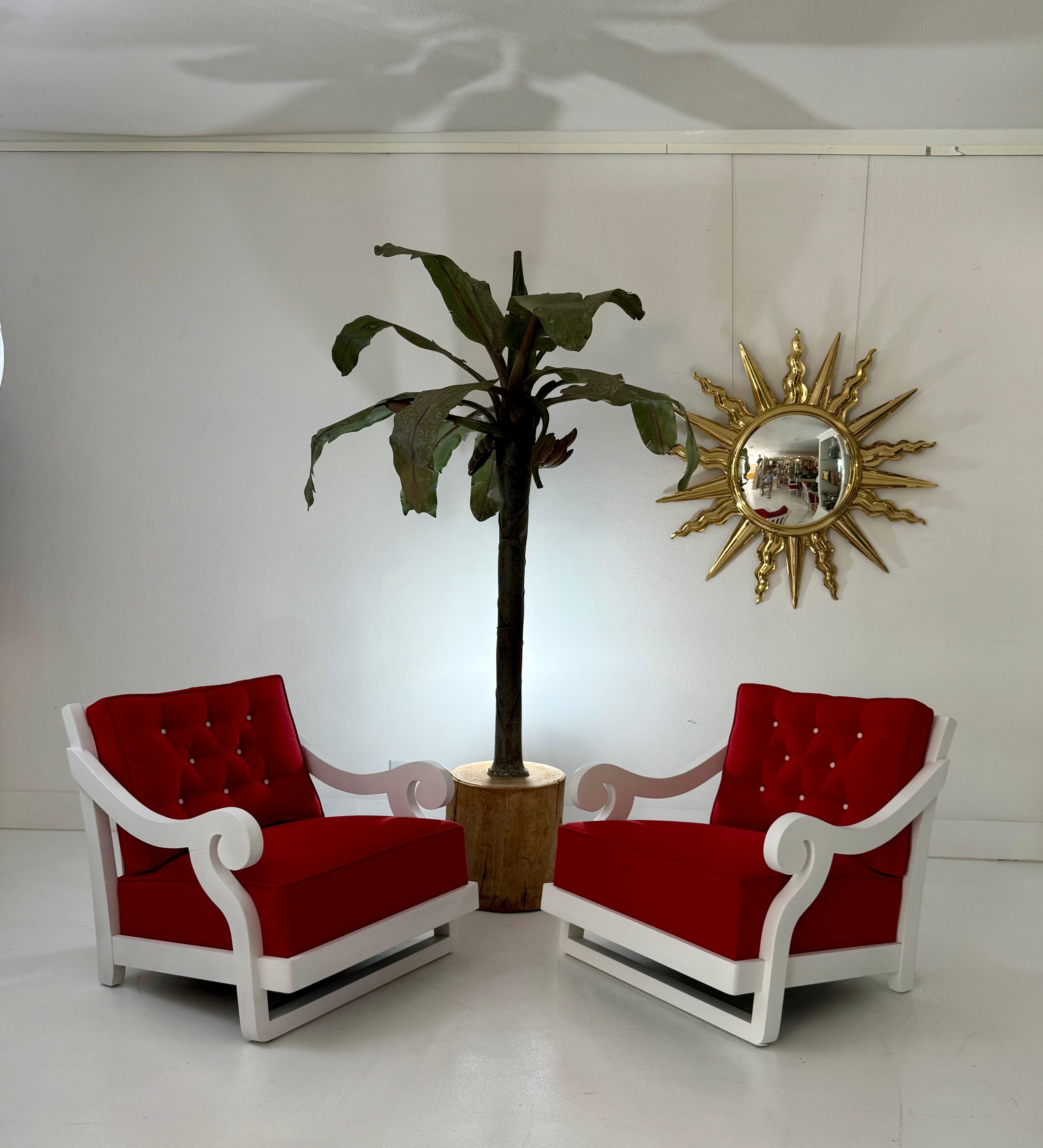 1920s Tôle Palm Tree Sculpture with Carved Wood Base For Sale 11