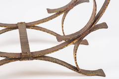 Pair of Striking Velvet Tufted Iron Curule Benches by Borghese