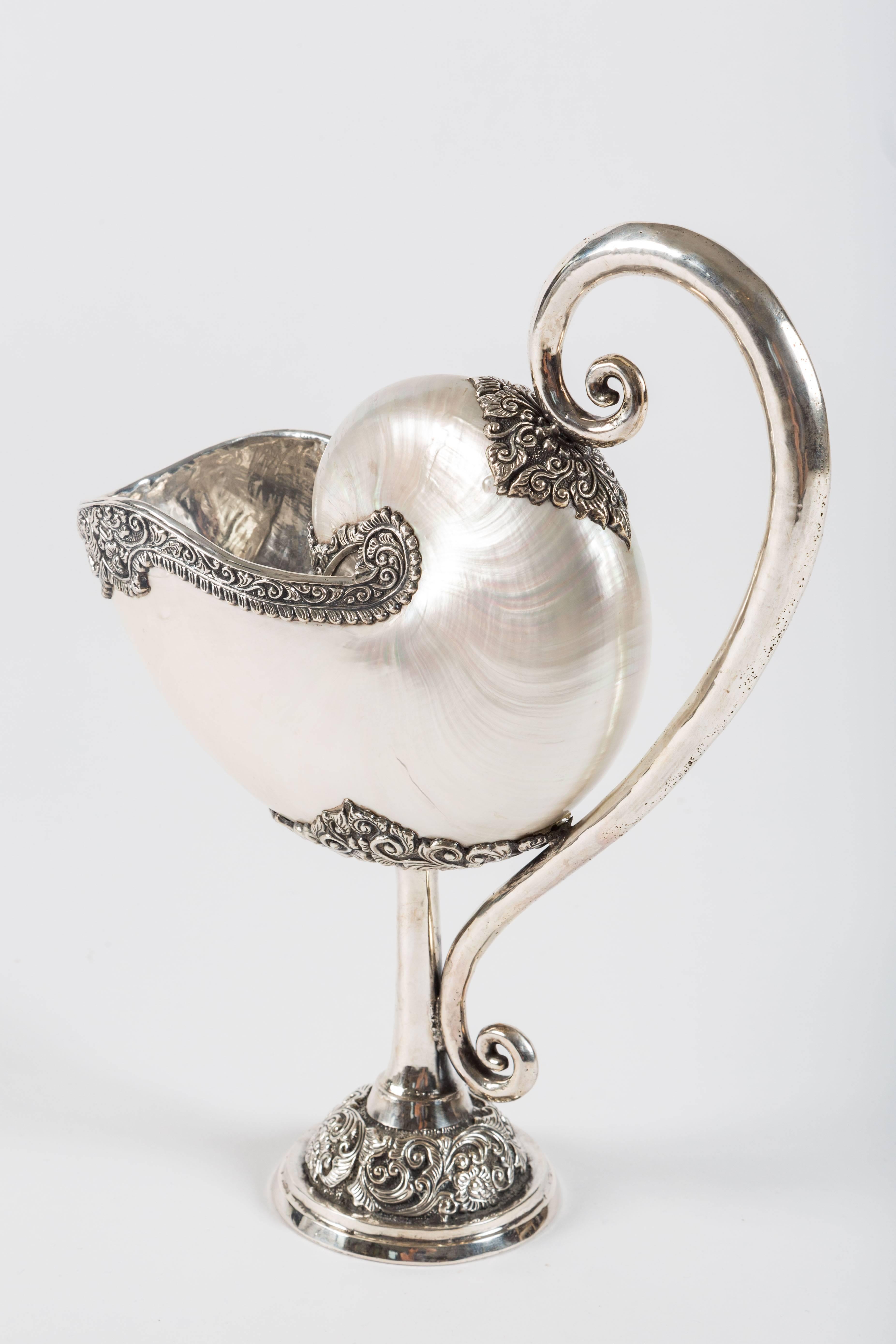 Baroque Fantastic Indonesian Sterling and Nautilus Centerpiece by Jean-Francois Fichot