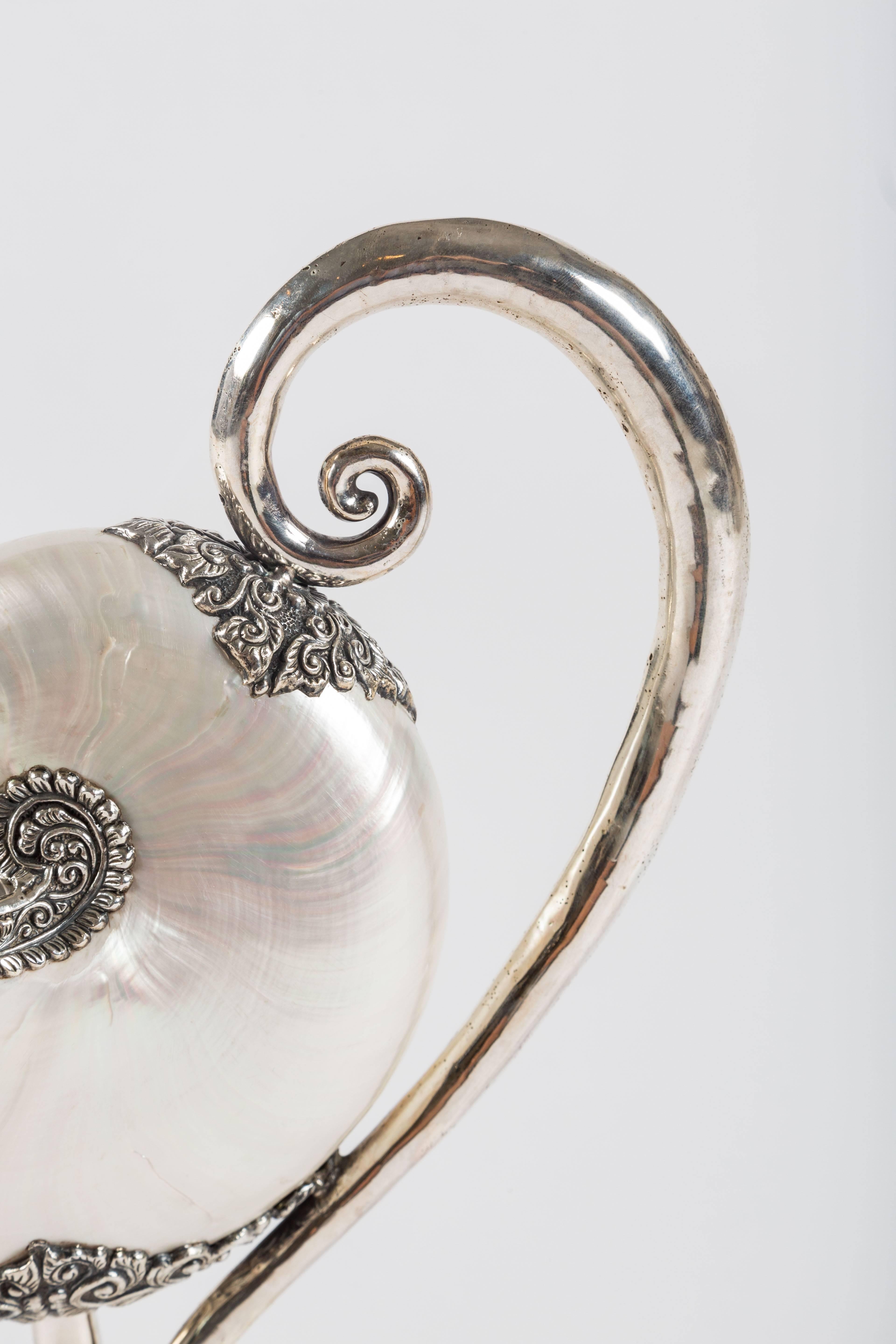 Shell Fantastic Indonesian Sterling and Nautilus Centerpiece by Jean-Francois Fichot