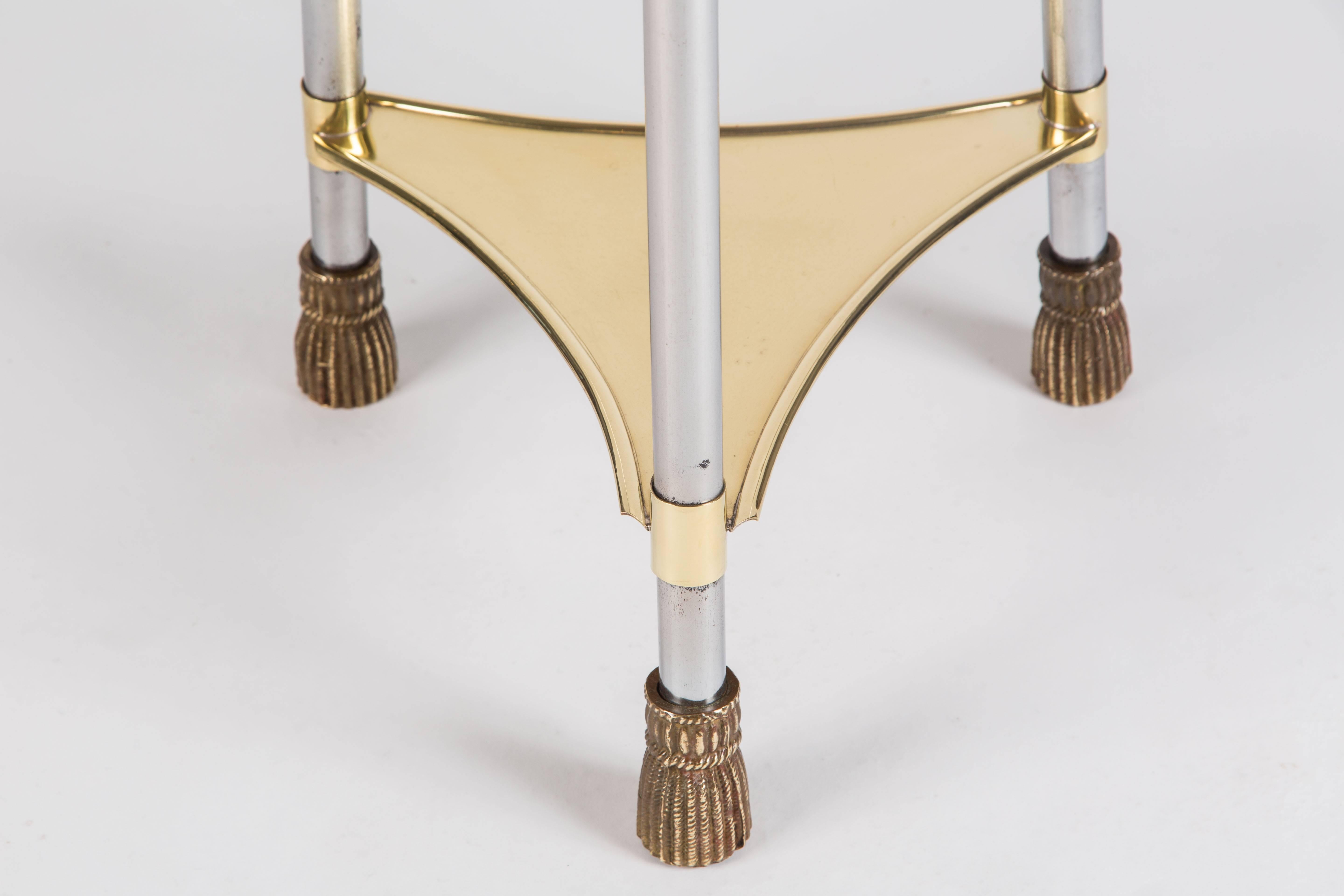 Mid-Century Modern Elegant Polished Brass and Metal Stand