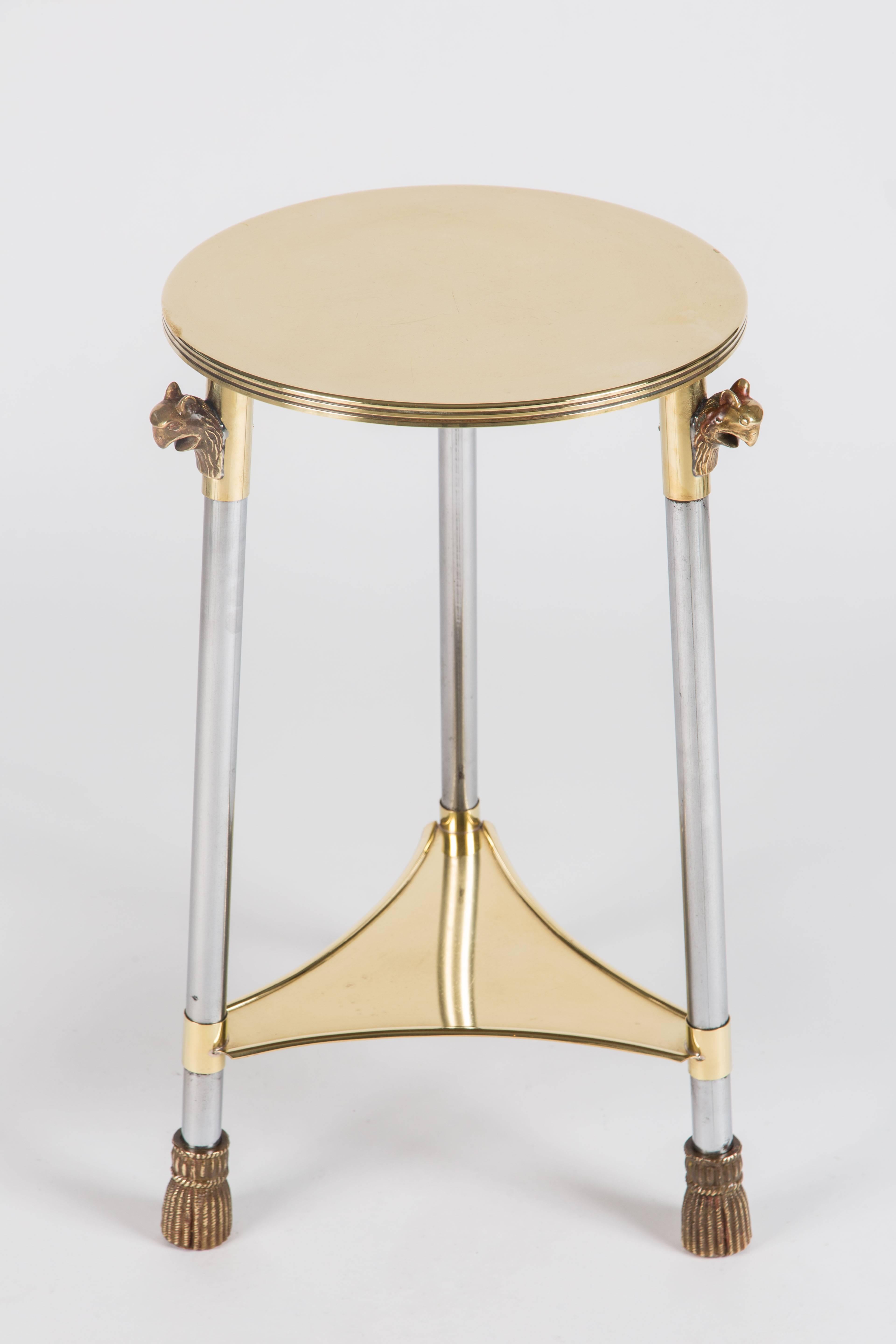 Elegant Polished Brass and Metal Stand In Good Condition In Palm Desert, CA