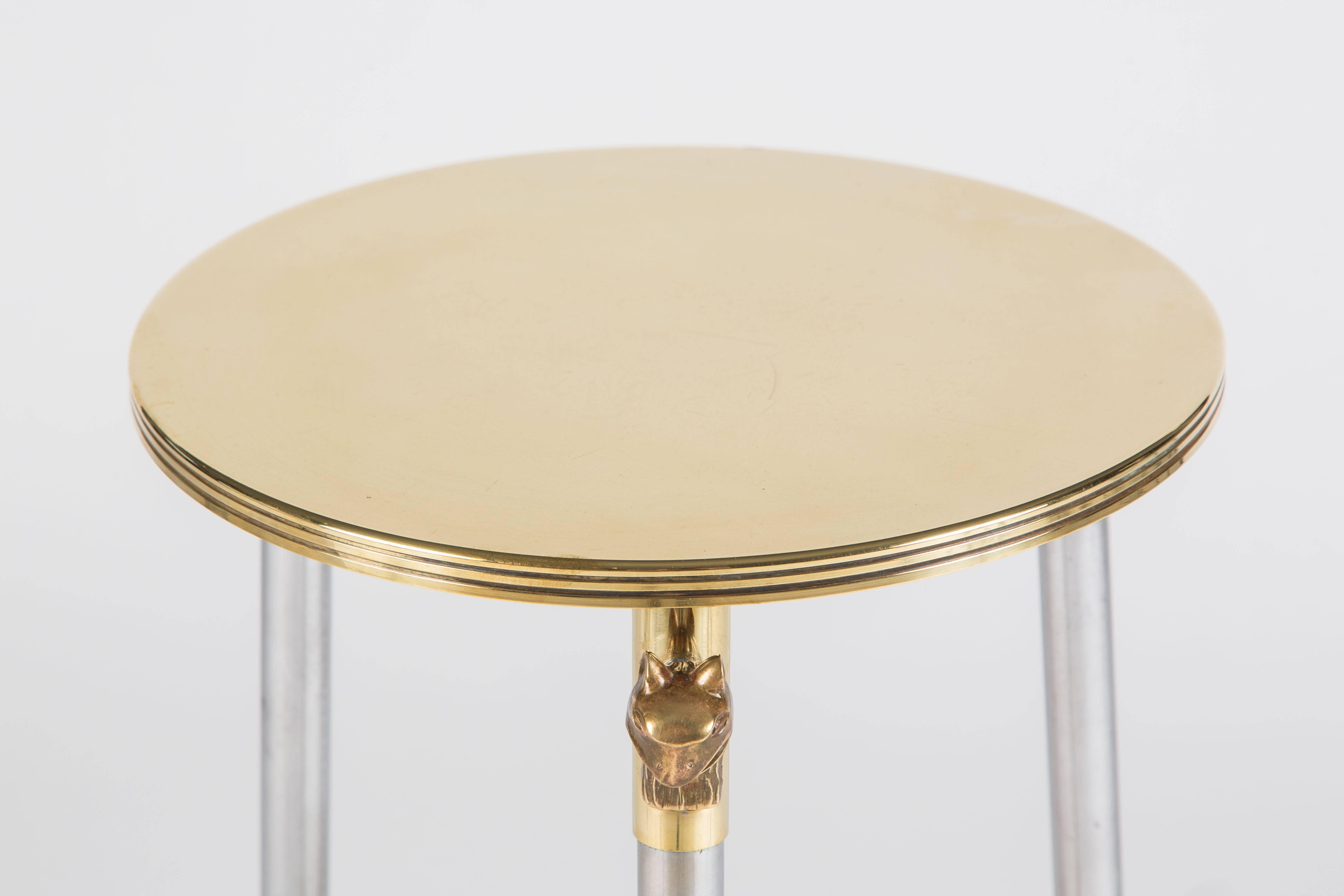 20th Century Elegant Polished Brass and Metal Stand