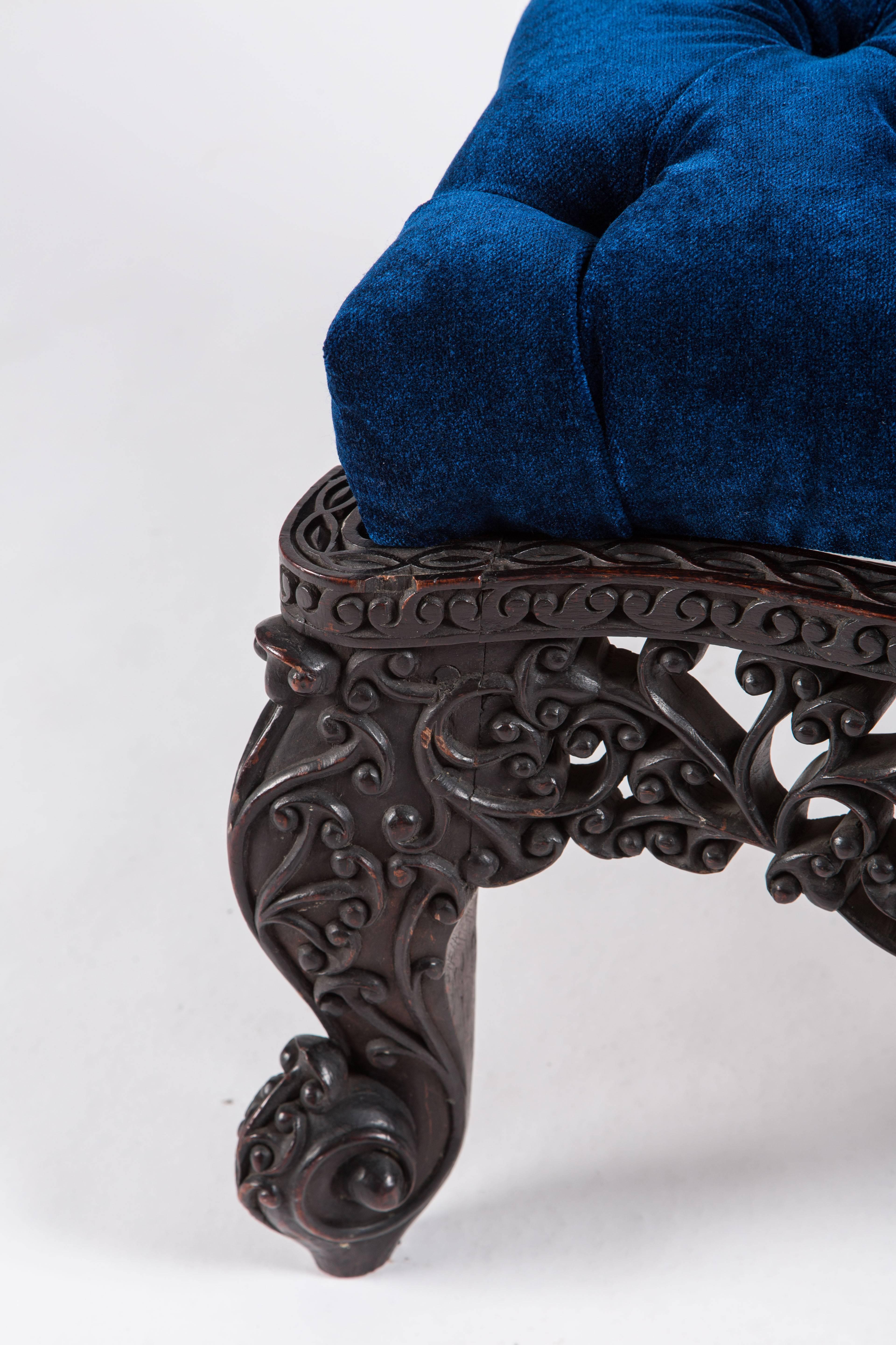 19th Century Intricately Carved Anglo-Indian Low Chair