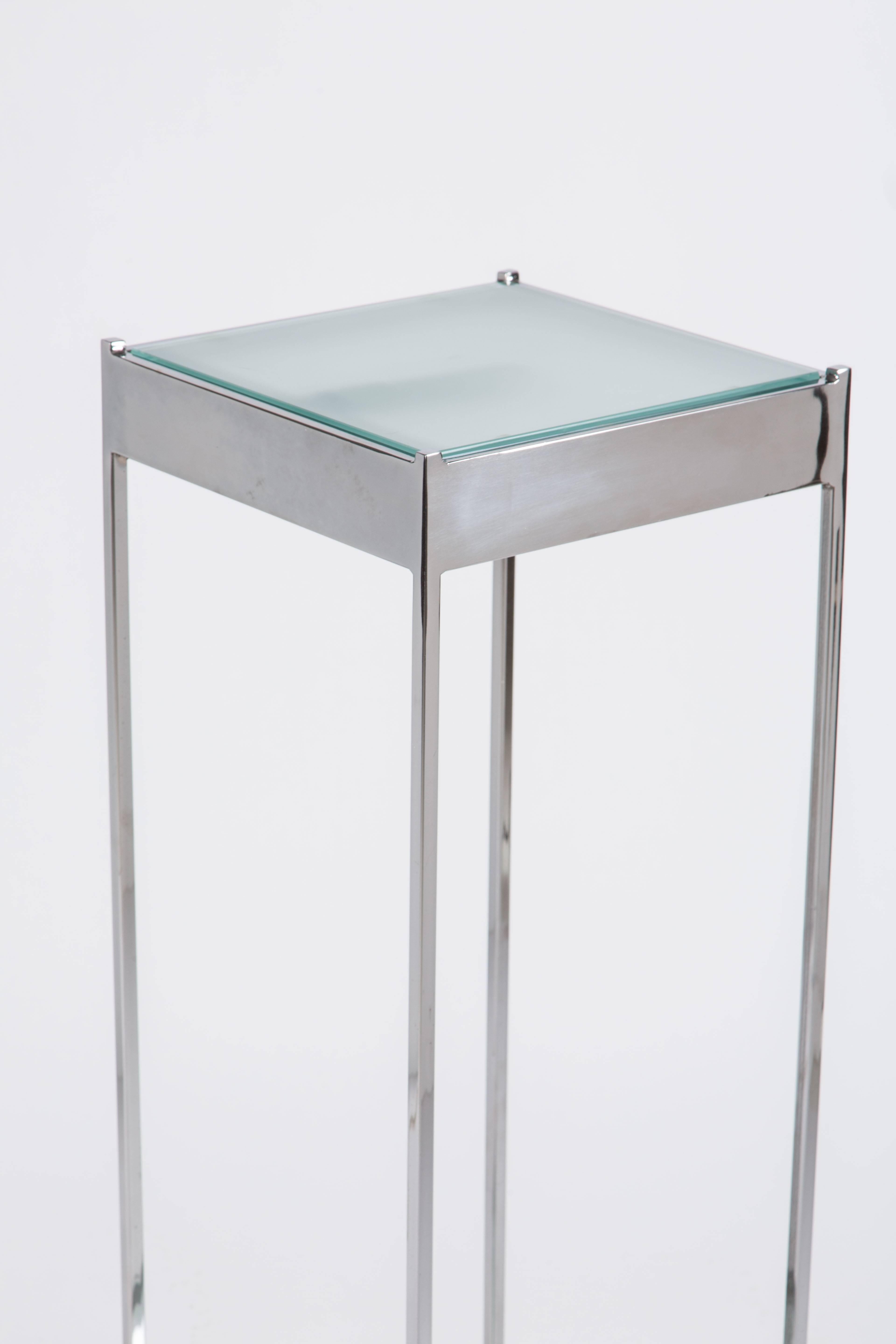 Elegant Pair of Chrome and Glass Light Up Pedestals 2