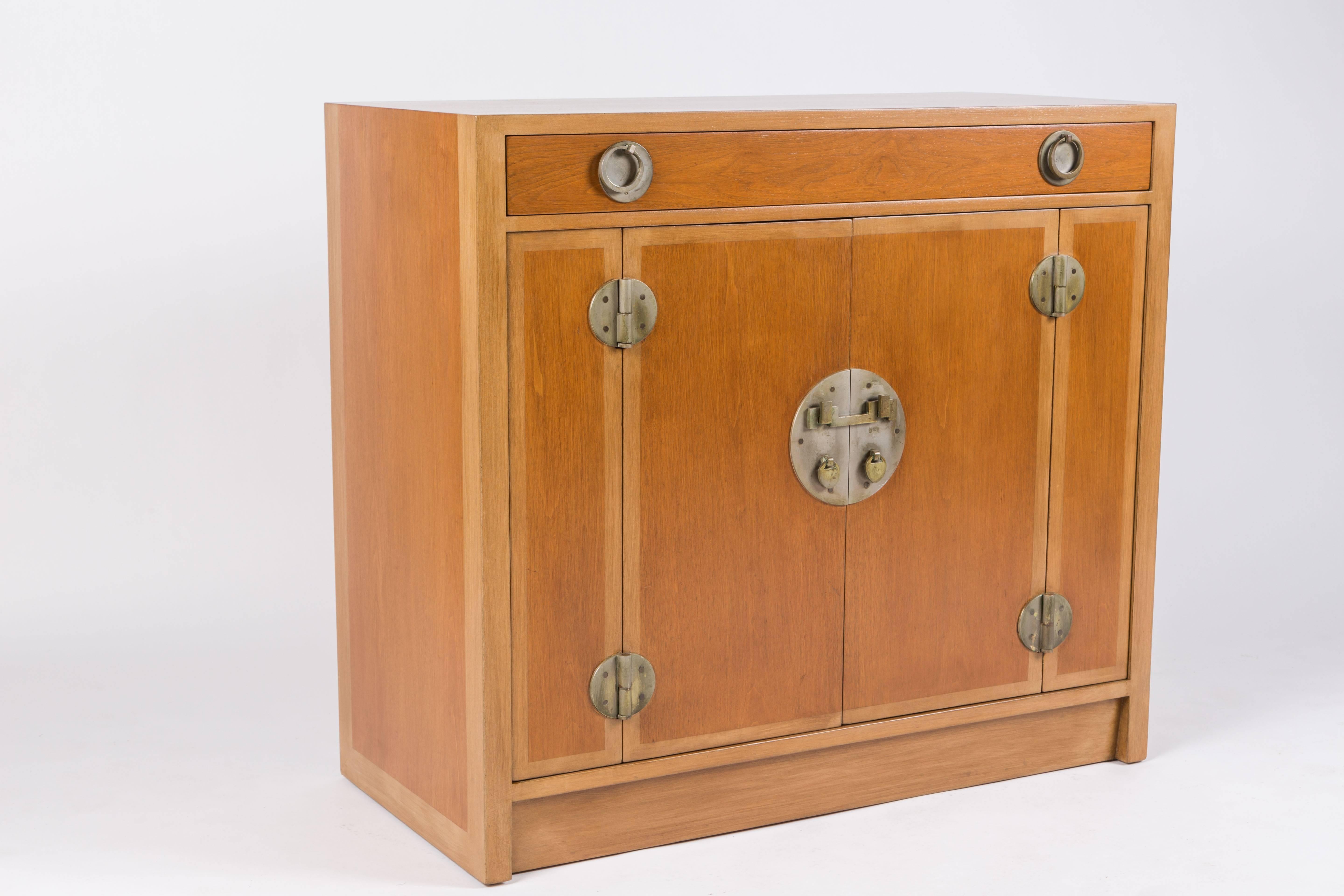 Metal Chinoiserie Inspired Cabinet Designed by Edward Wormley for Dunbar