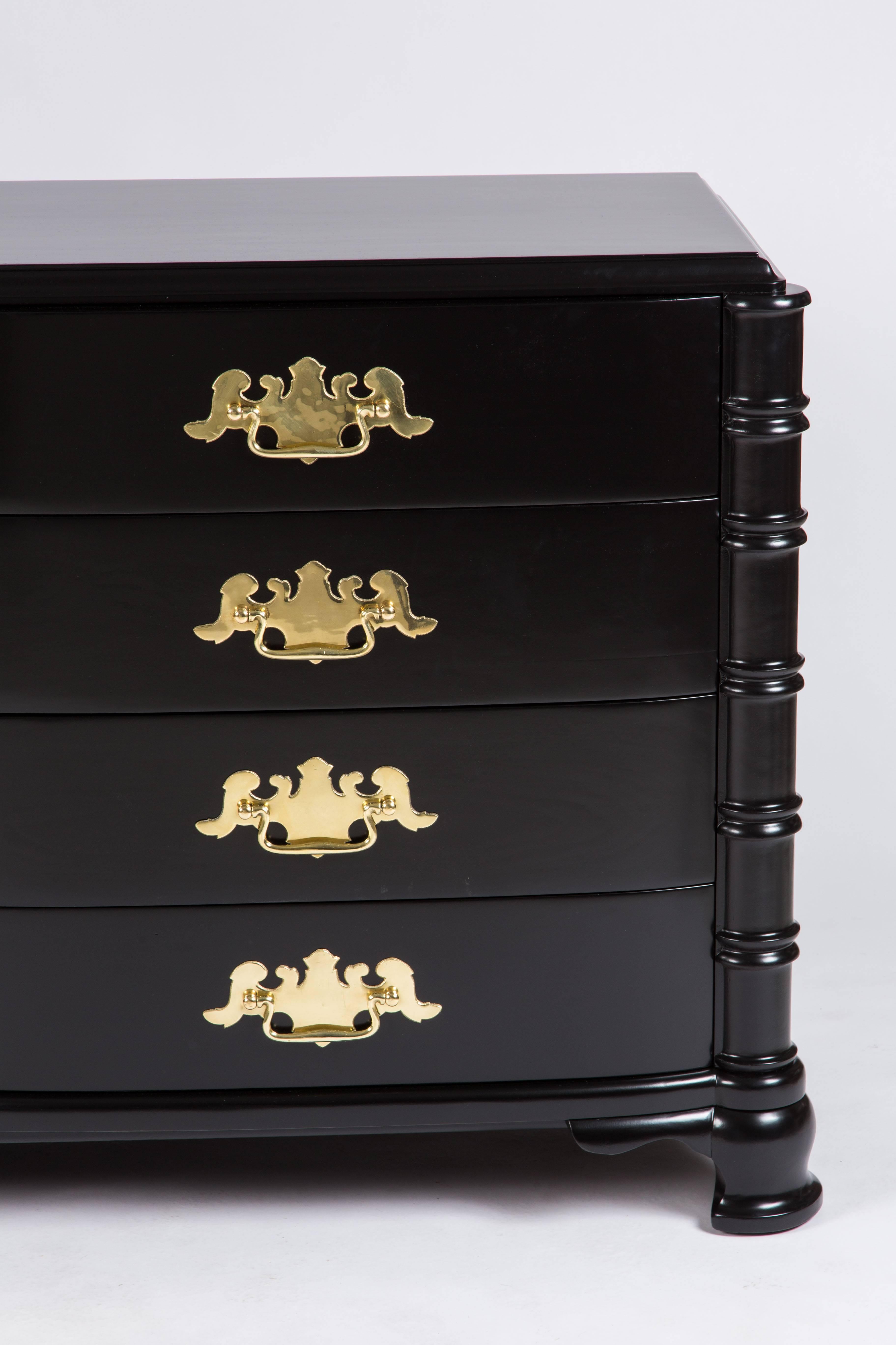 Mid-20th Century Ebonized Chest of Drawers Designed by Dorothy Draper