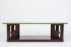 Elegant Art Deco Glass Top Cocktail Table