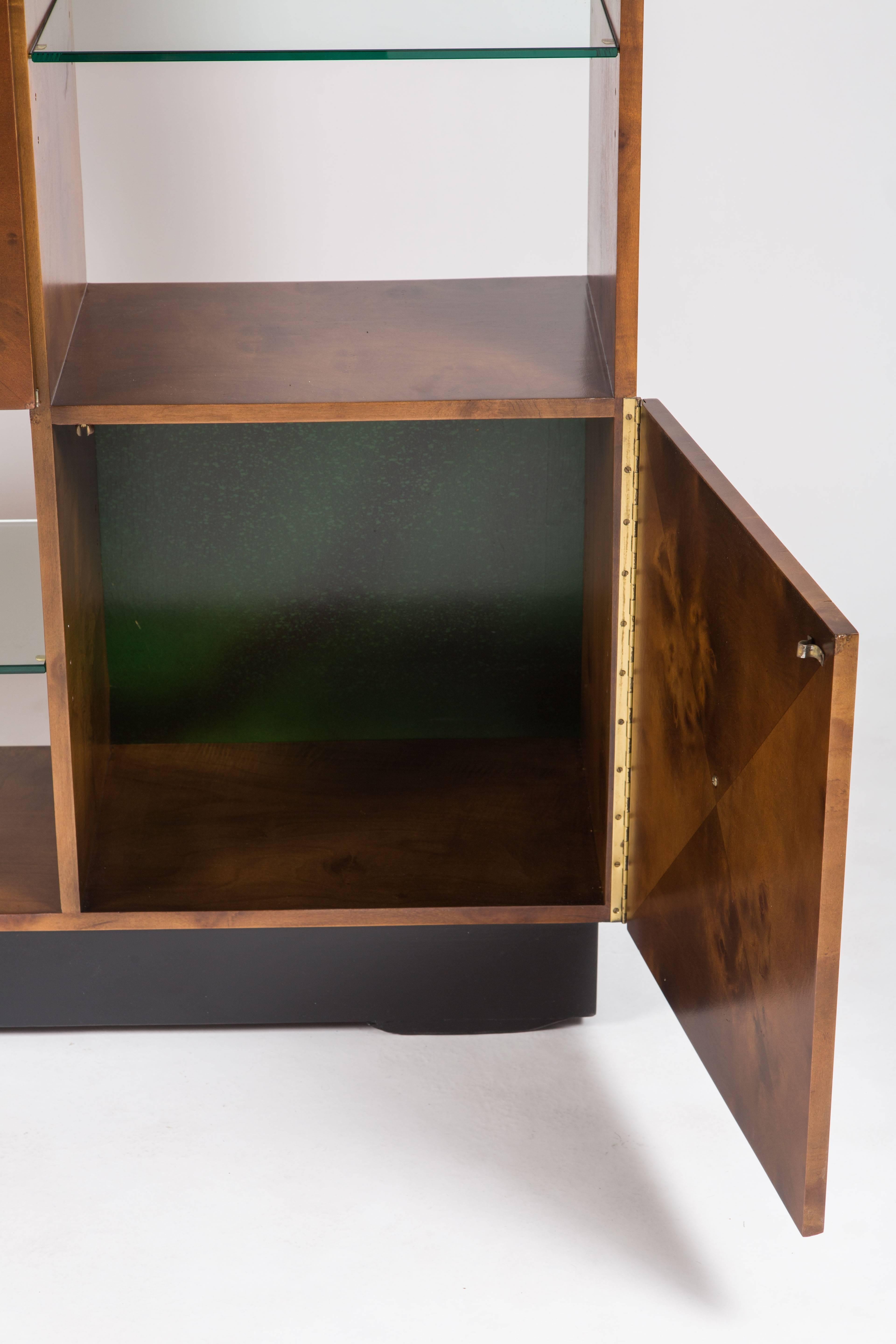 Art Deco Geometric Cabinet Bookcase with Drop Down Desk by Johan Tapp for Gumps