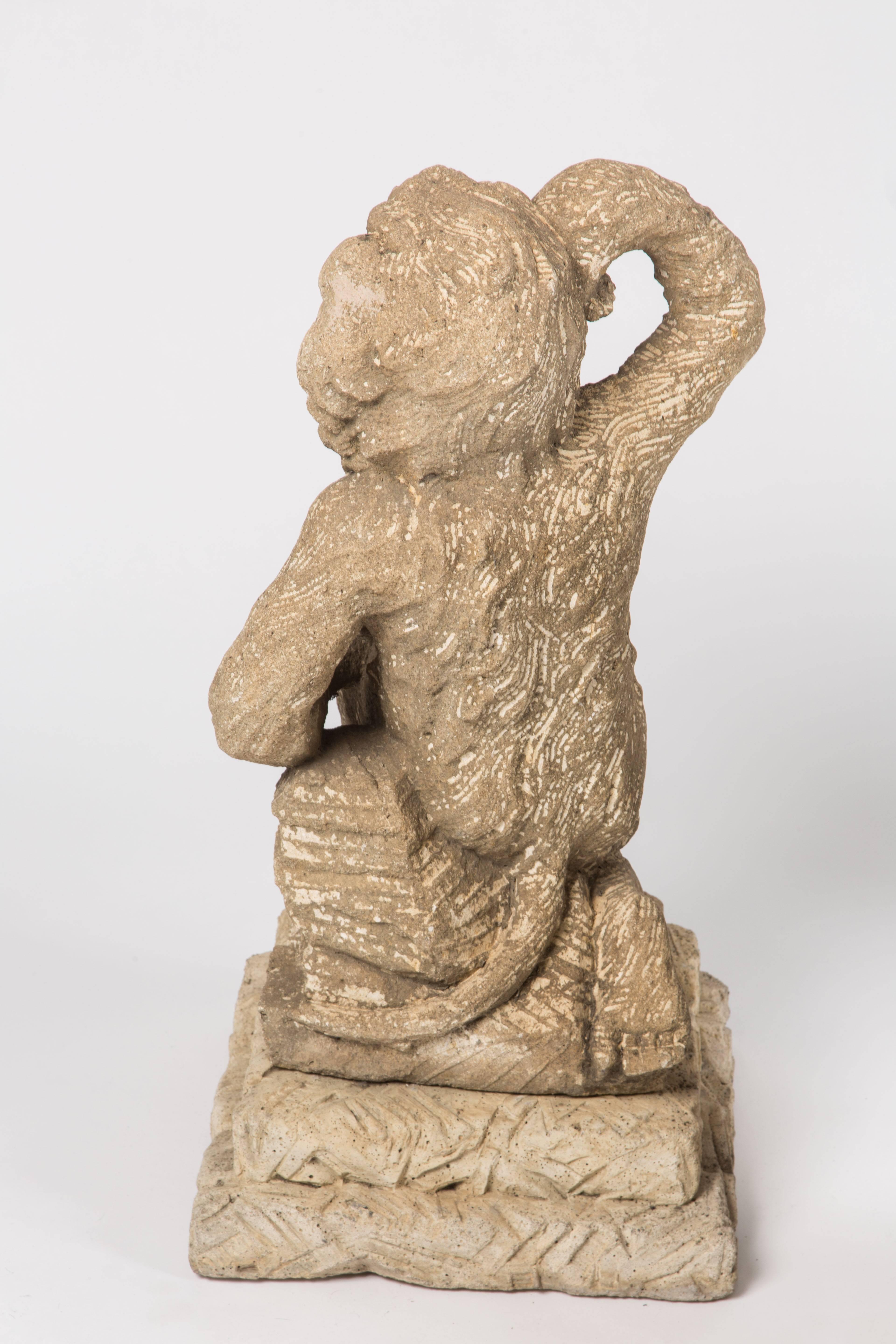 Rococo Magical Carved Stone Monkey Band from the Palm Springs Estate of Jack Warner