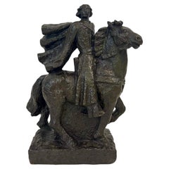 Scultura in bronzo di Ivar Johnsson "Kungen Rider Eriksgata", Svezia, anni '50