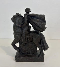 Scultura in bronzo di Ivar Johnsson "Kungen Rider Eriksgata", Svezia, anni '50