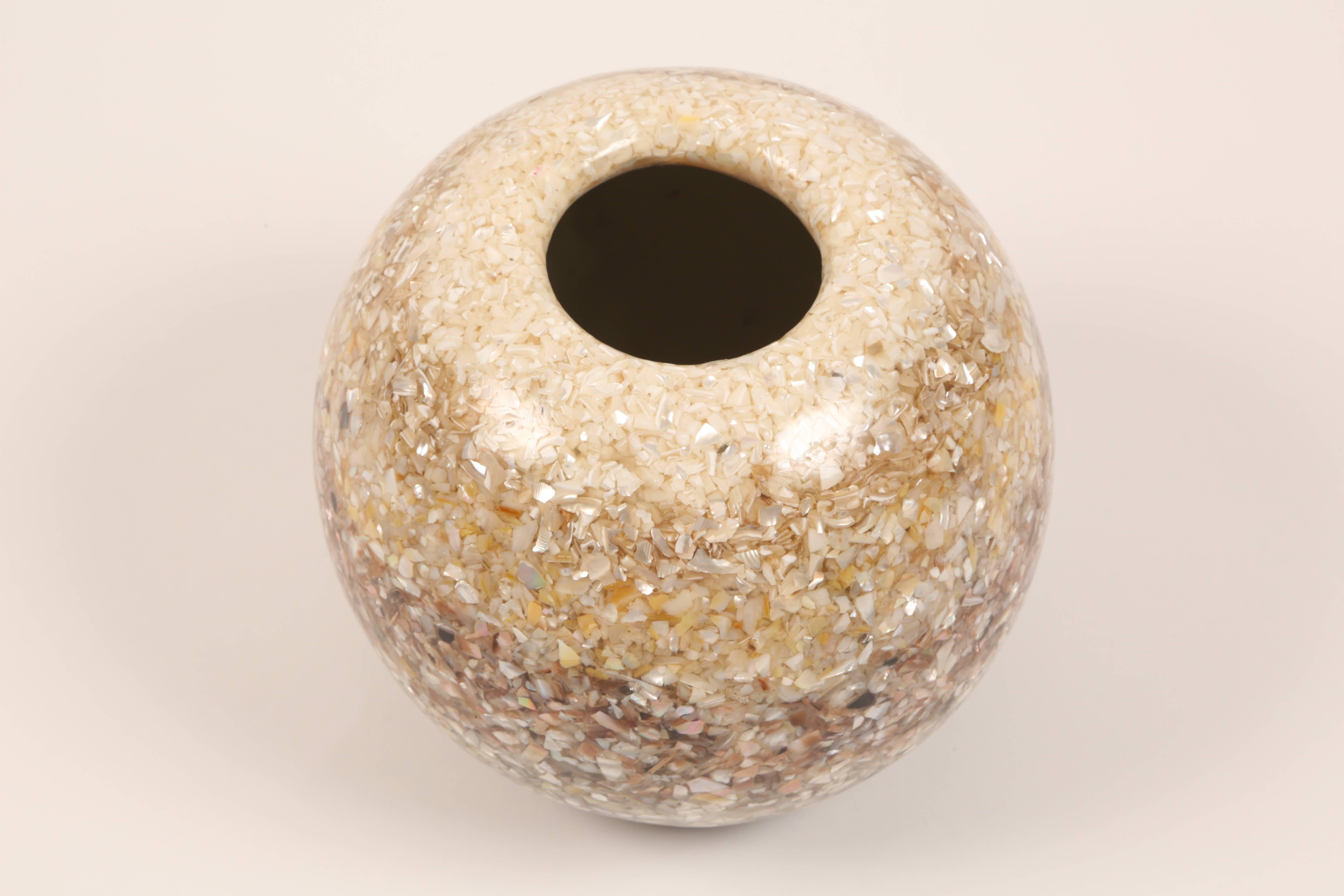 American Mother-of-pearl and Sea Shell Encrusted Resin Vase