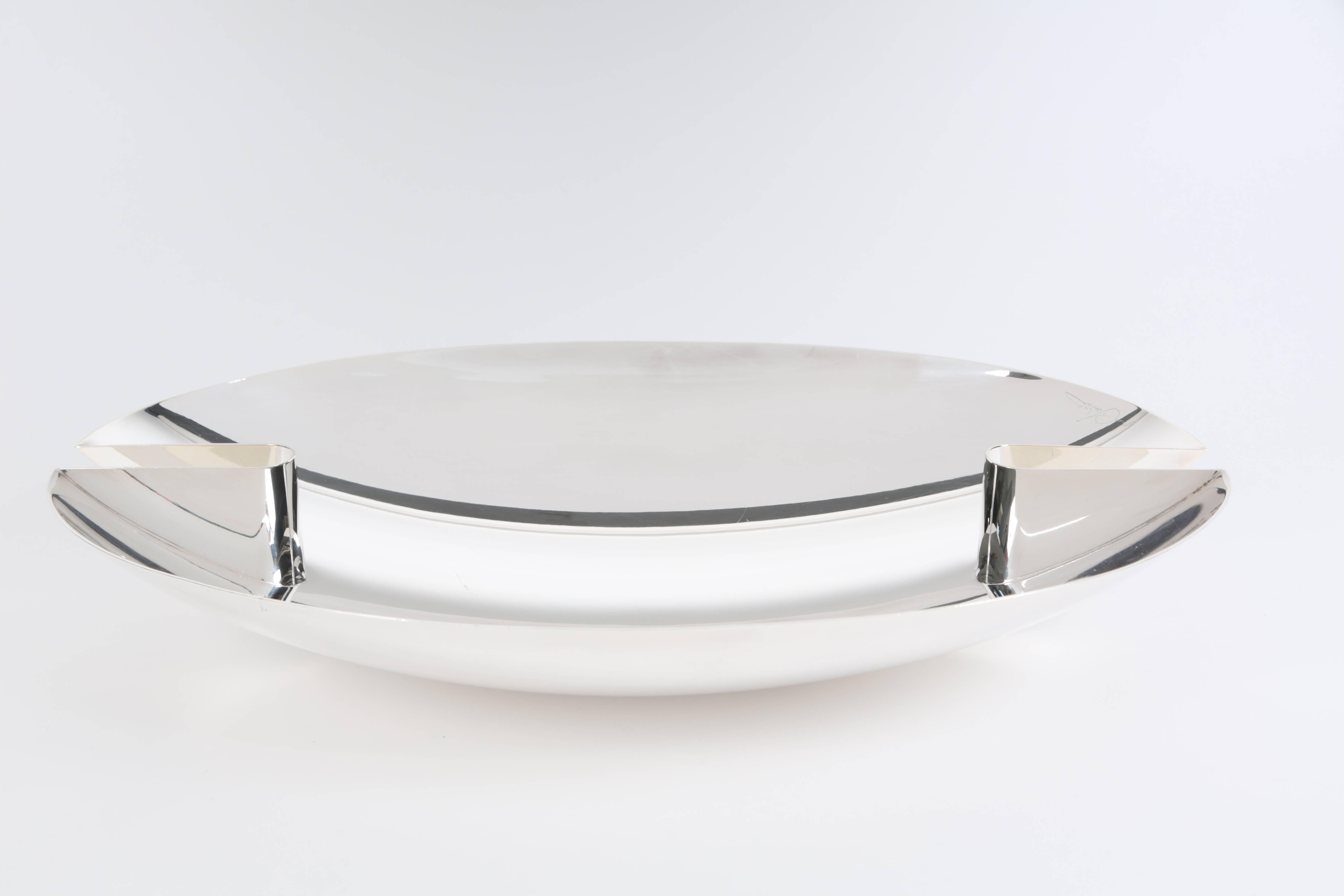 Mid-Century Modern Elegant Silver Plate Bowl Titled 