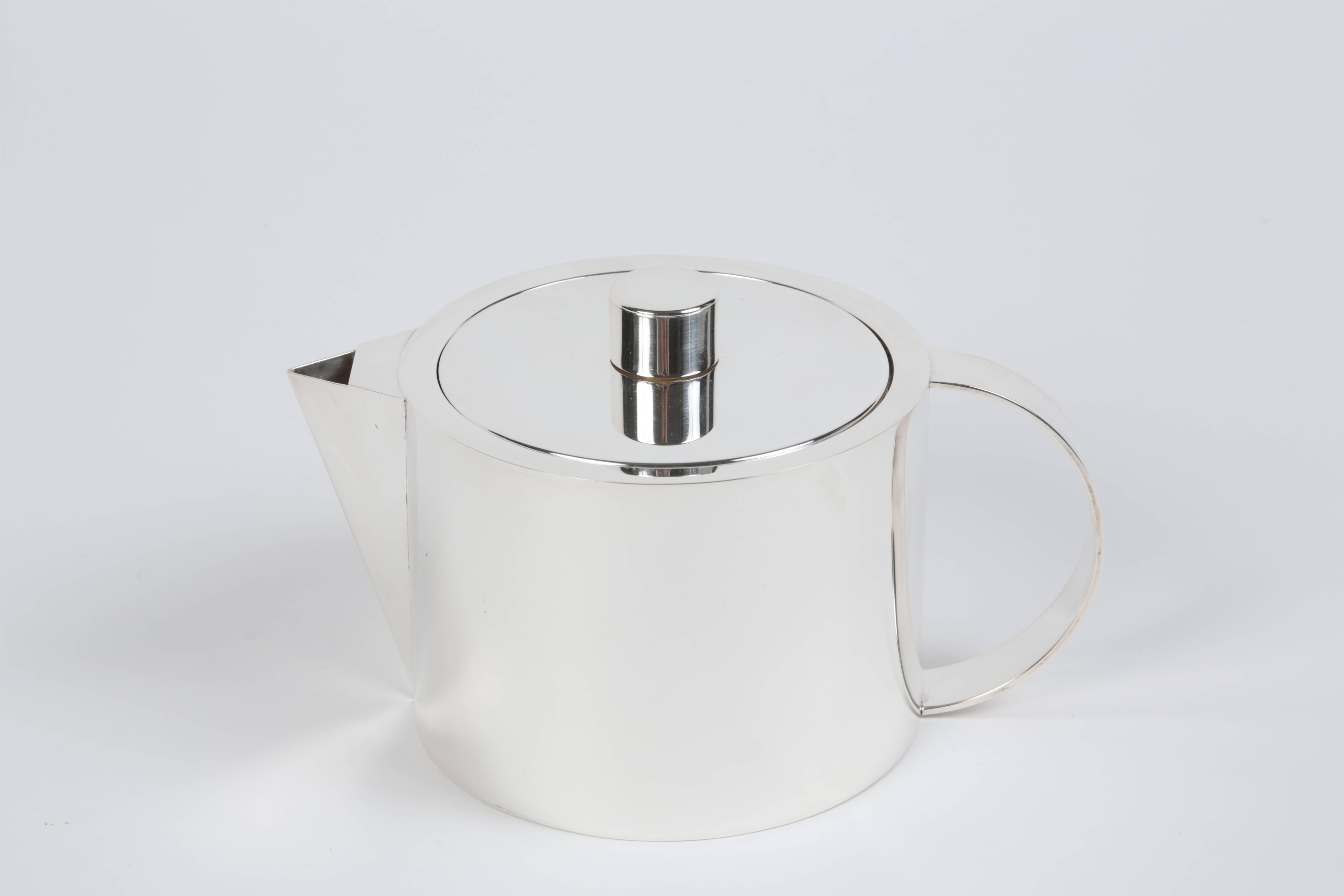 Sterling Silver Four-Piece Coffee Set by Calvin Klein for Swid Powell In Excellent Condition In Palm Desert, CA