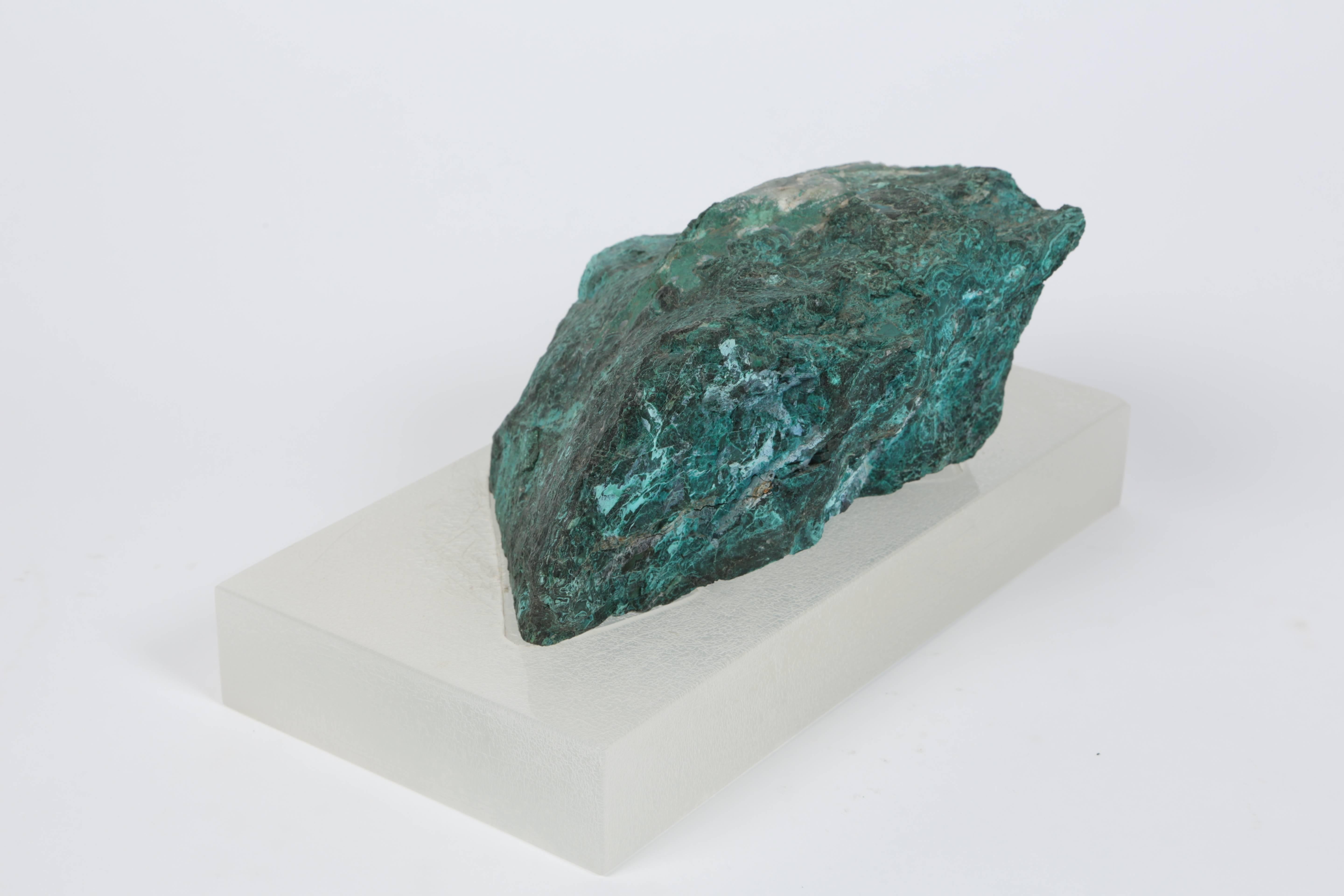 A beautiful specimen of Malachite originally from the estate of Sidney and Francis Brody House in Los Angeles, decorated by renown designer William 