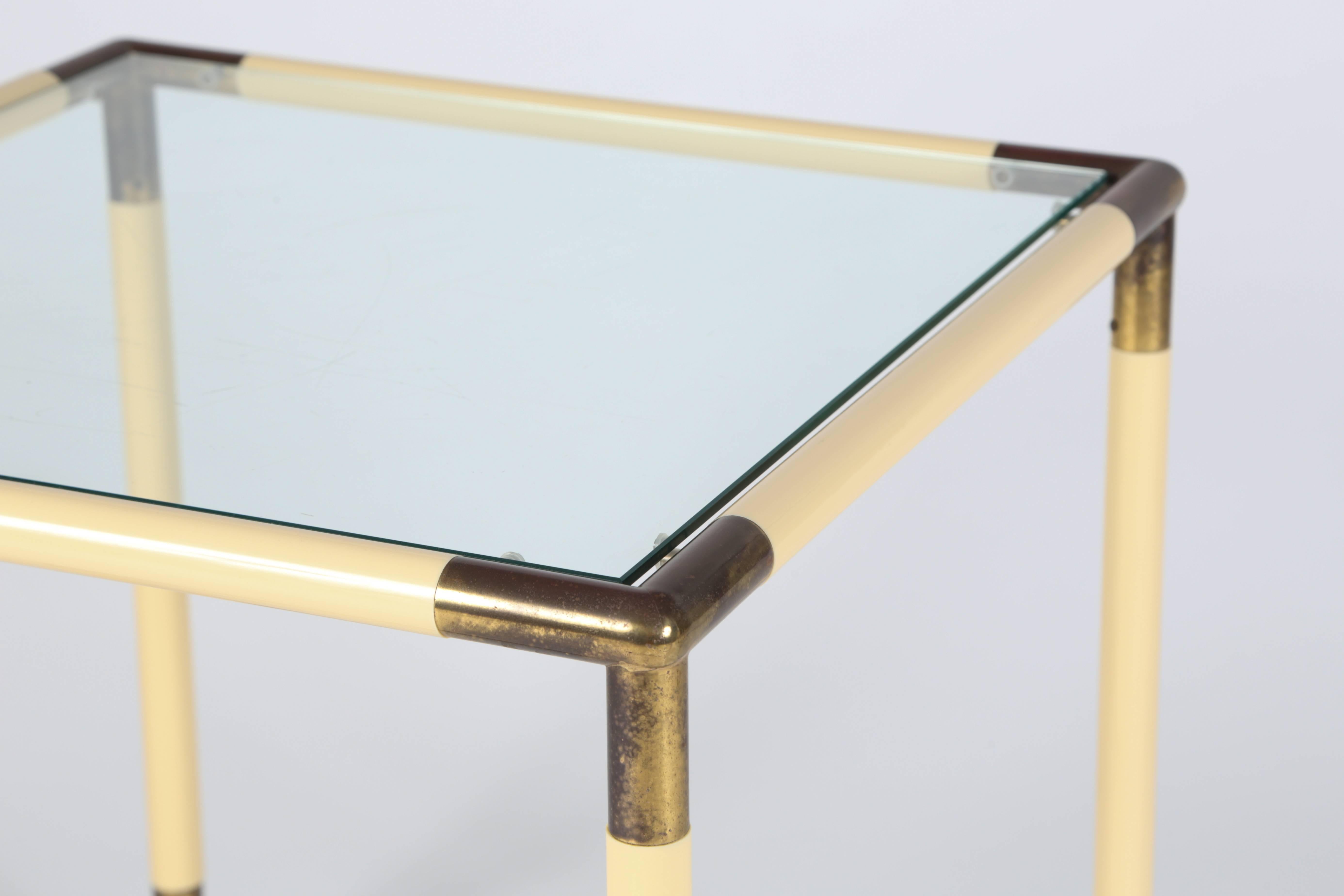 Mid-Century Modern Modernist Italian Geometric Cube Form Glass Top Table
