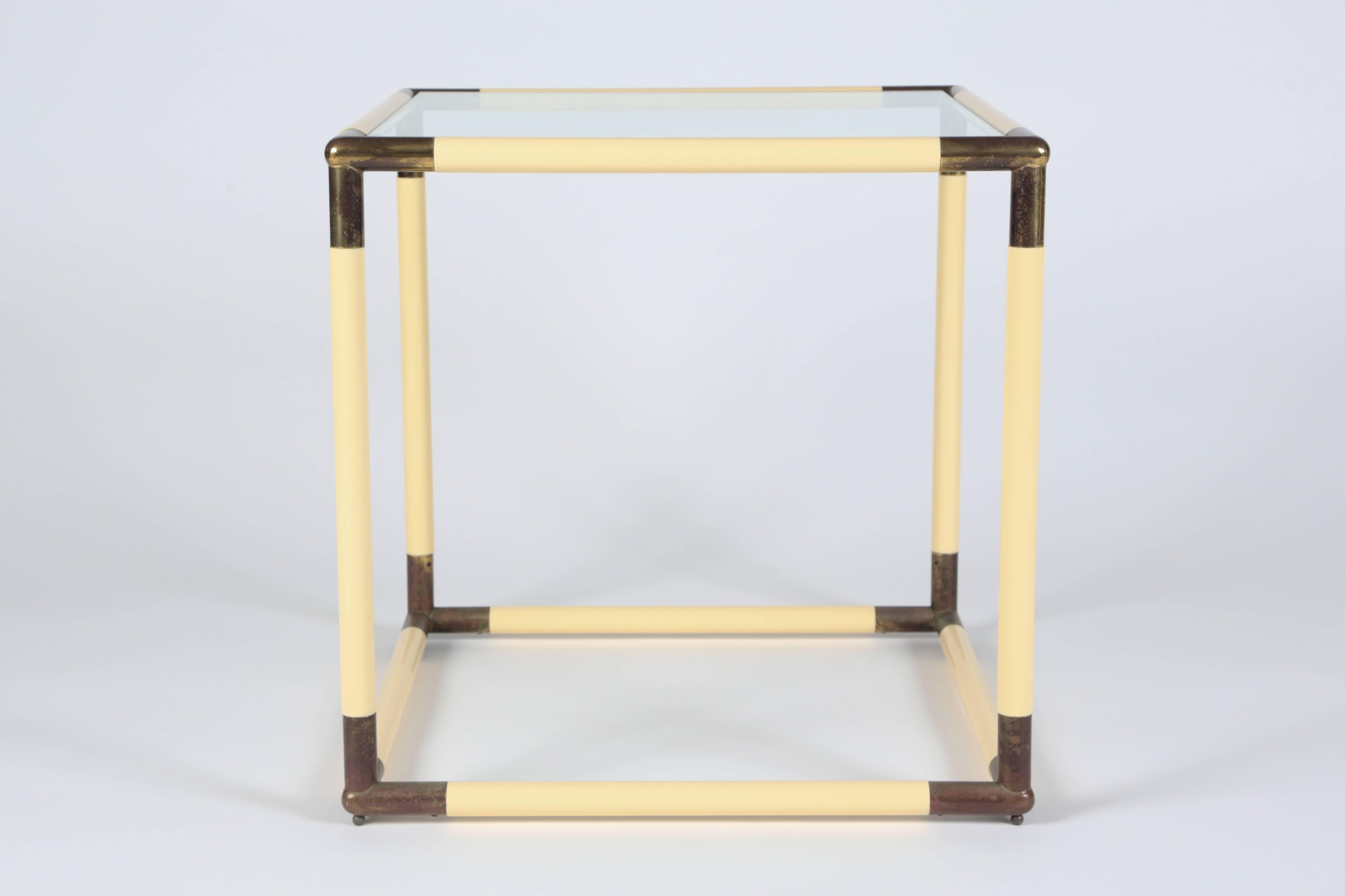 Modernist Italian Geometric Cube Form Glass Top Table 1