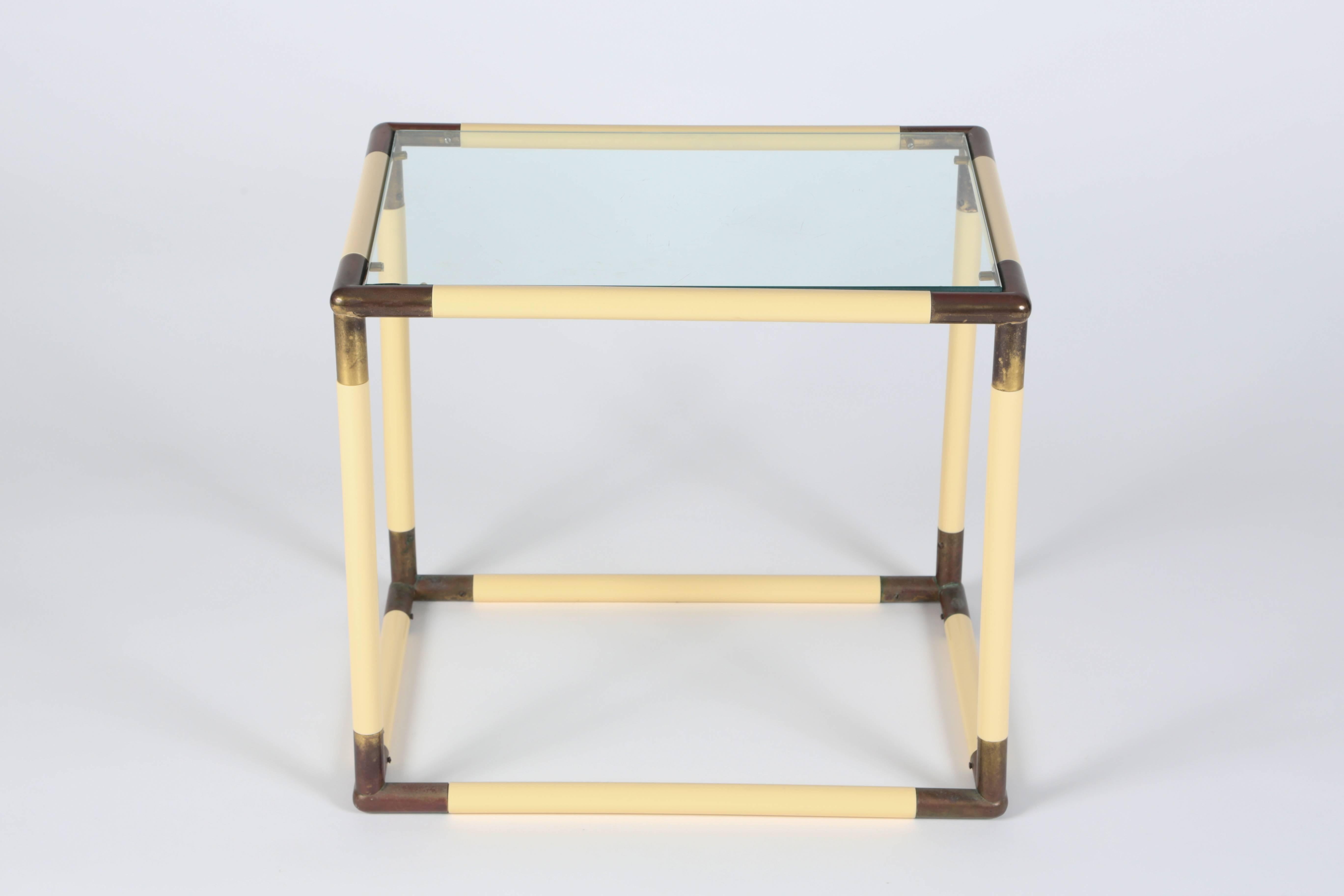 Modern Italian Geometric Glass Top Table In Good Condition In Palm Desert, CA