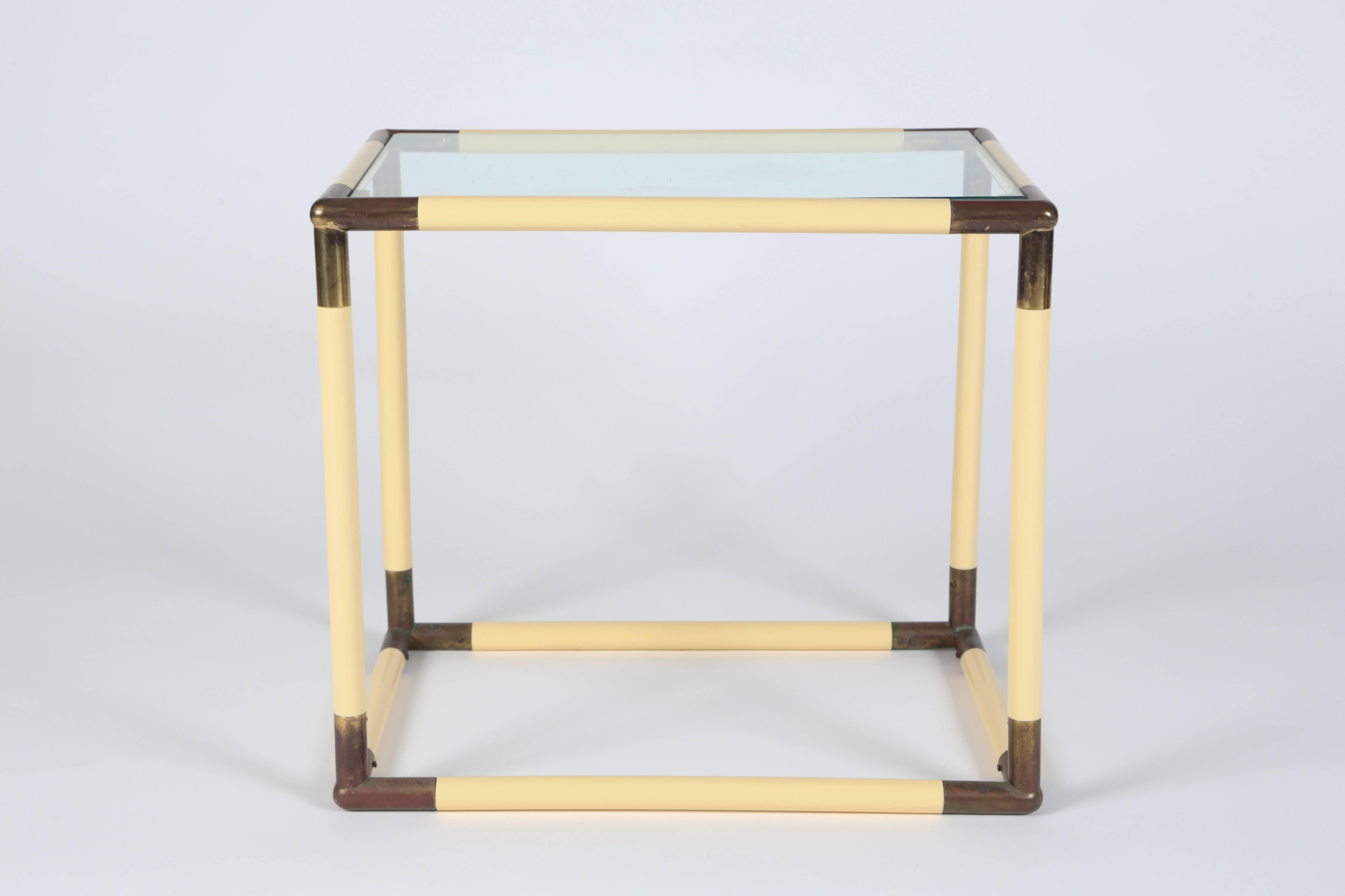Modern Italian Geometric Glass Top Table 1