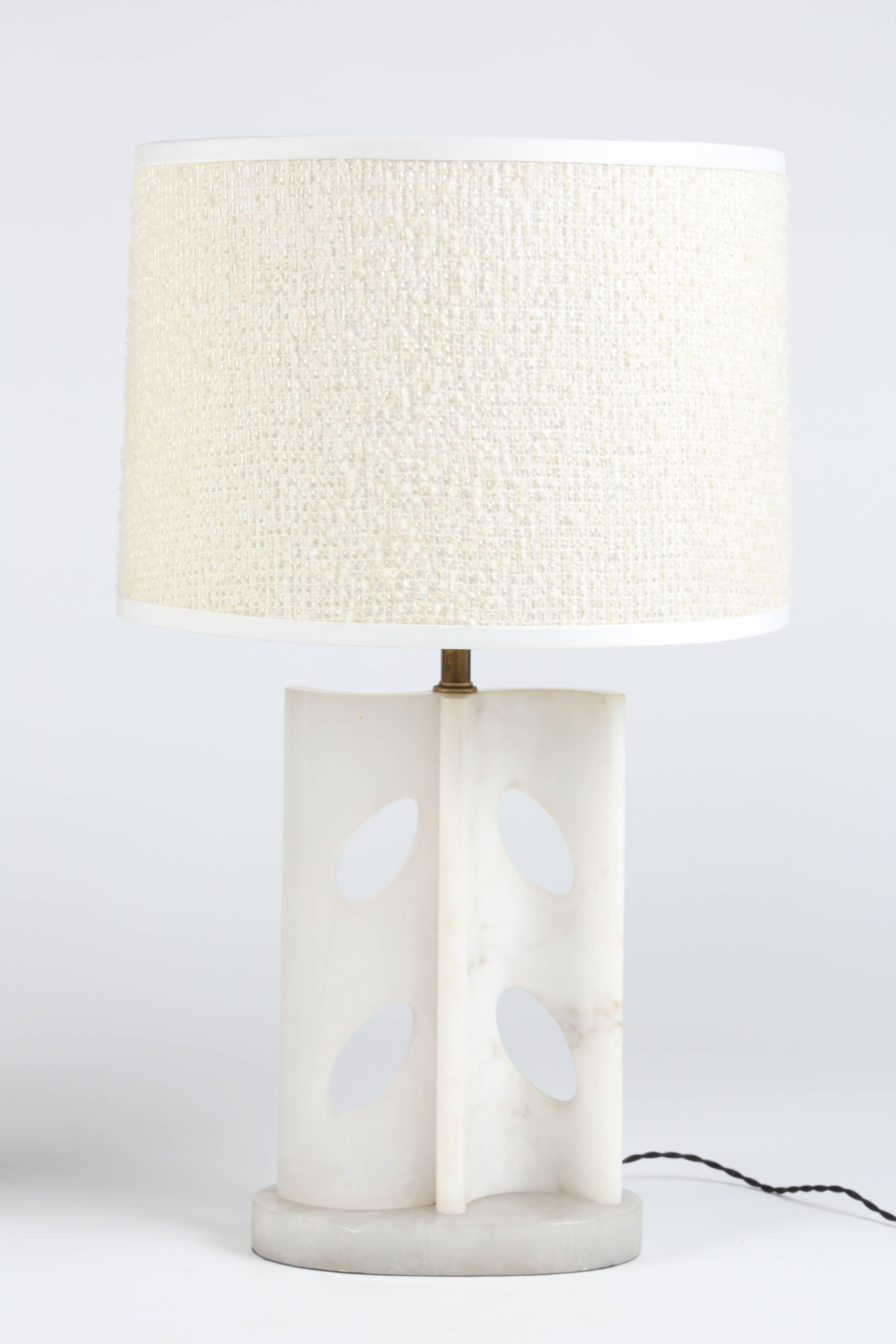 Carved Chic Alabaster Table Lamps by Marbro Lamp Co
