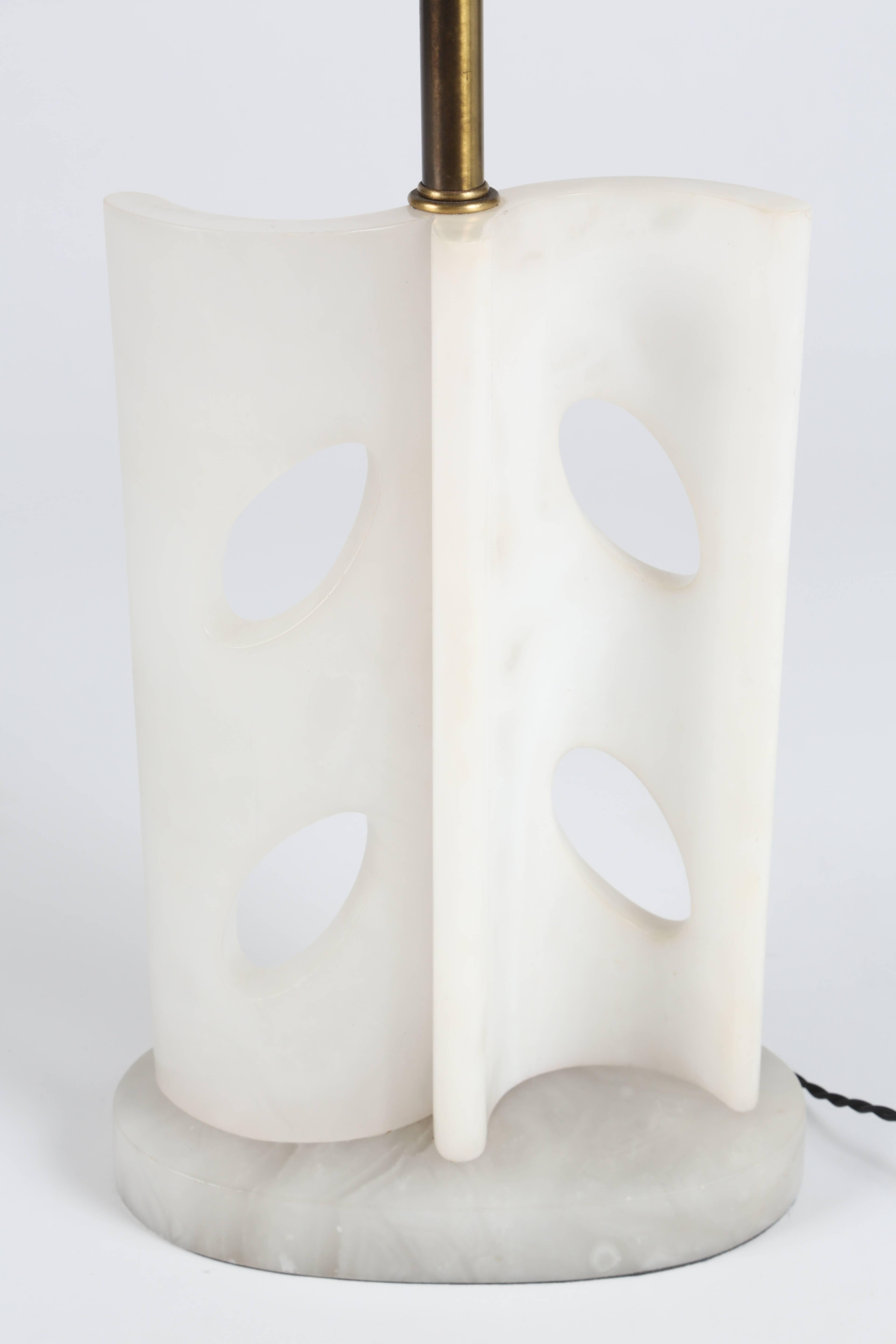 Chic Alabaster Table Lamps by Marbro Lamp Co In Good Condition In Palm Desert, CA
