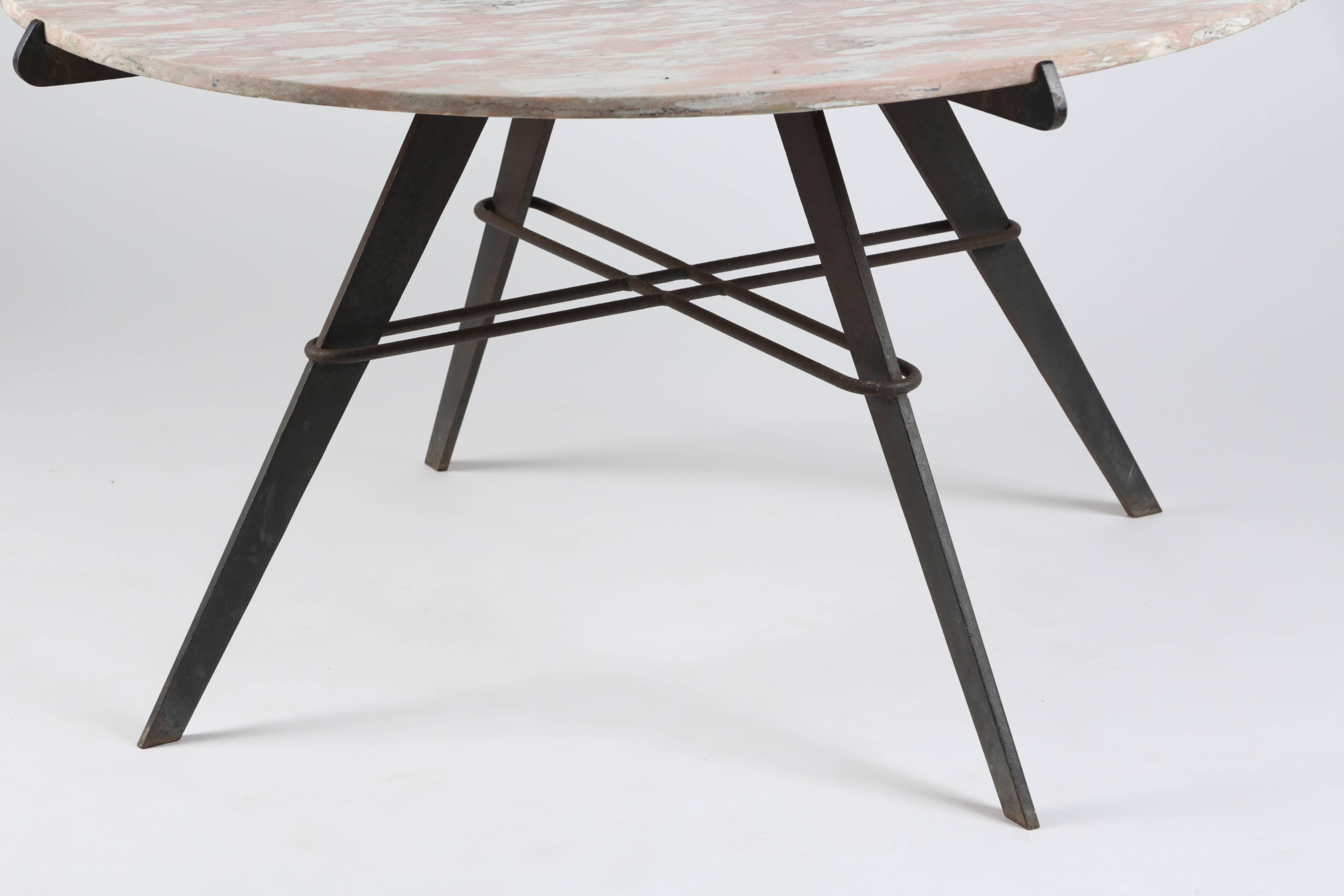 American Iron Table with Marble Top by William 