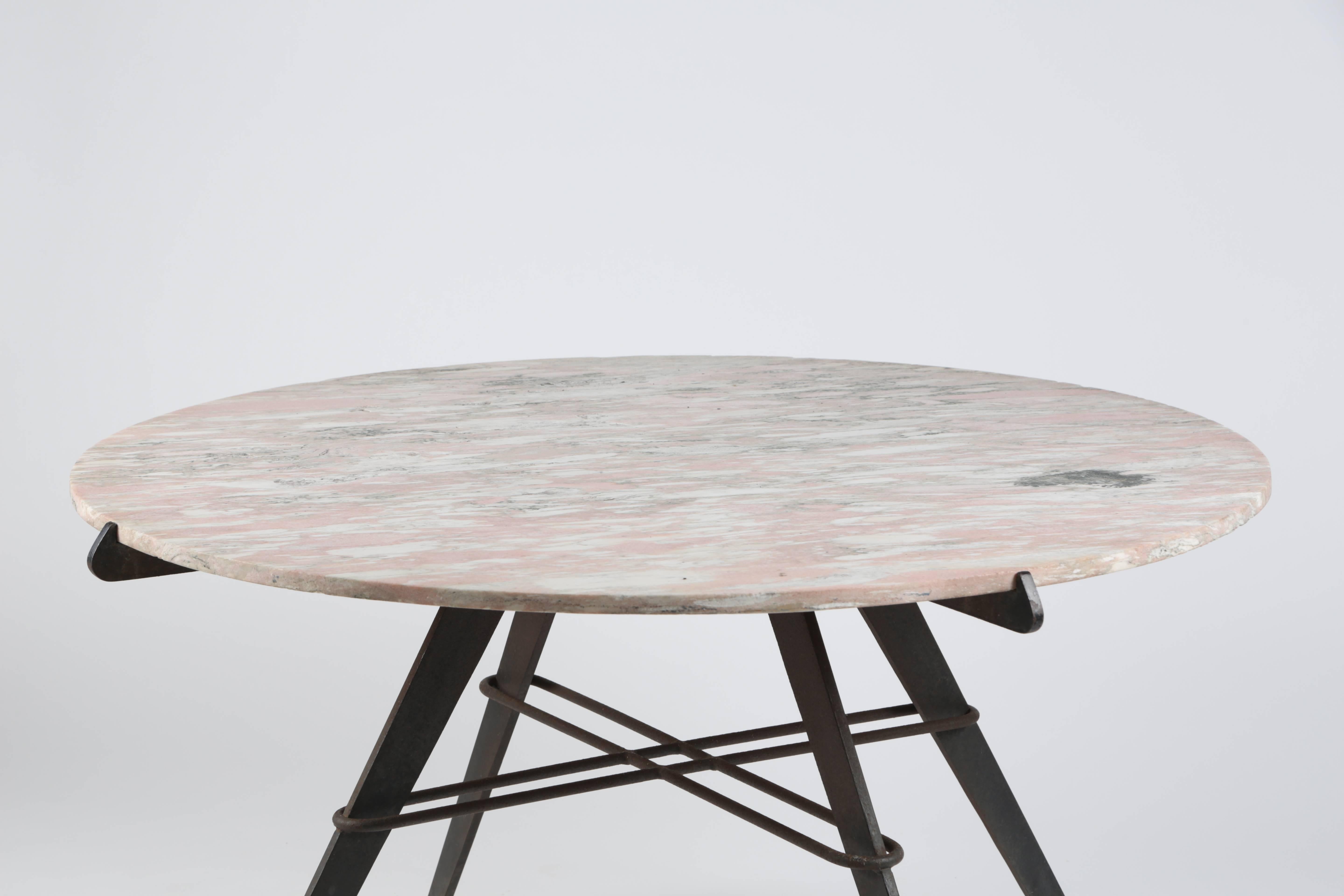 Iron Table with Marble Top by William 