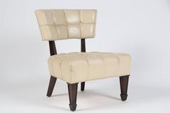 Pair of Tufted Leather Pull Up Chairs by William "Billy" Haines