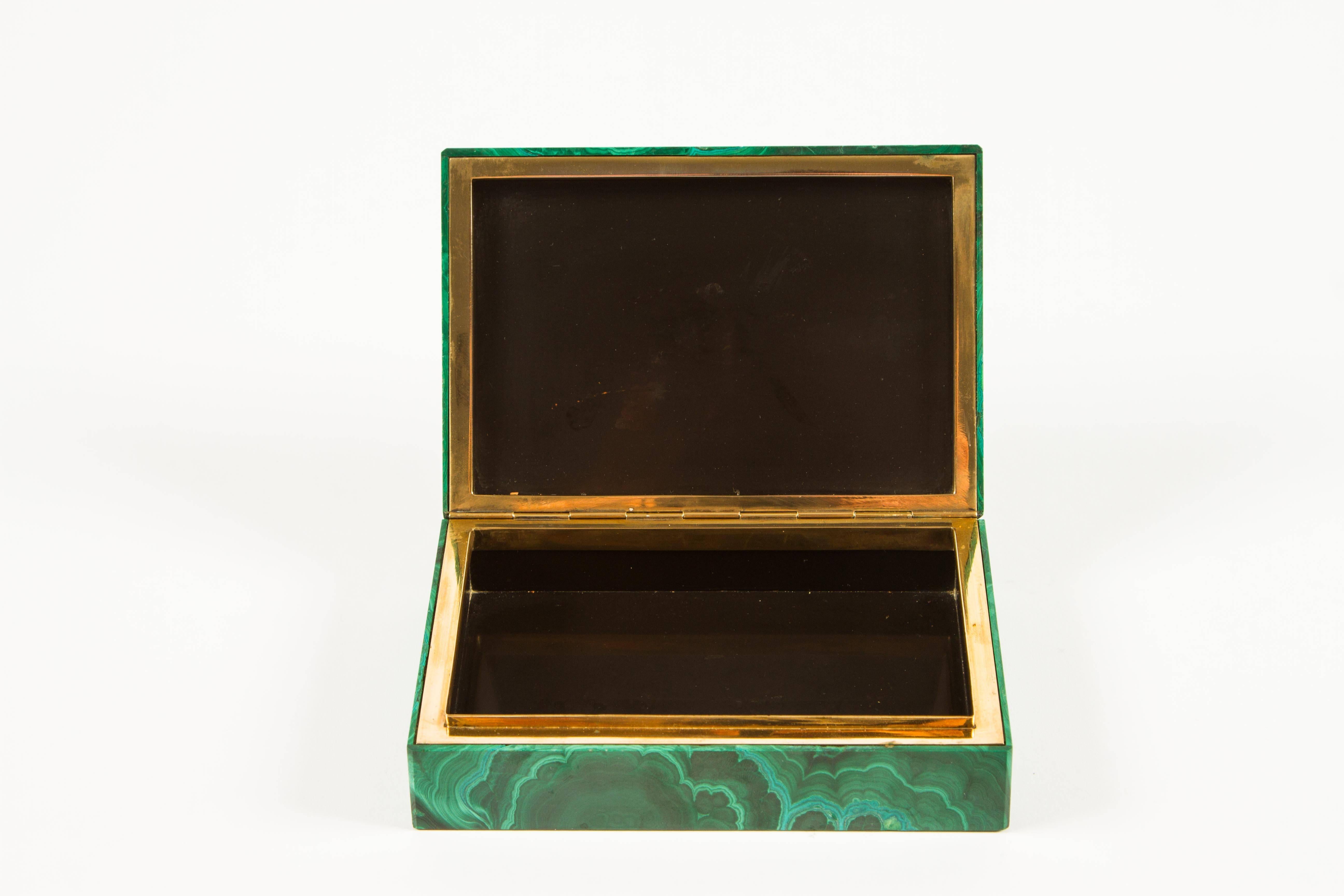 Rectangular Malachite Box In Good Condition In Palm Desert, CA