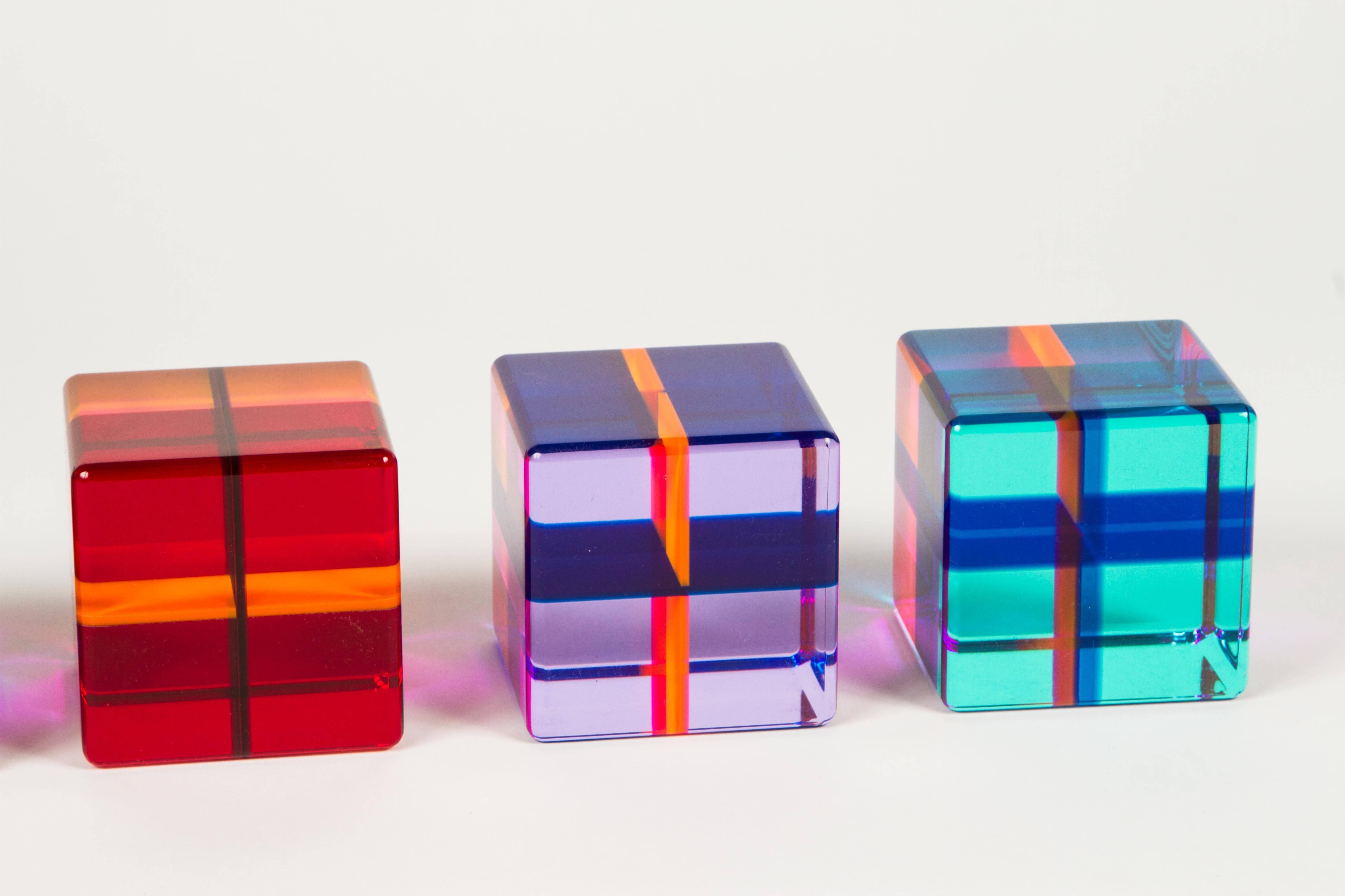 American Multi-Color Large Cube Sculpture by Vassa