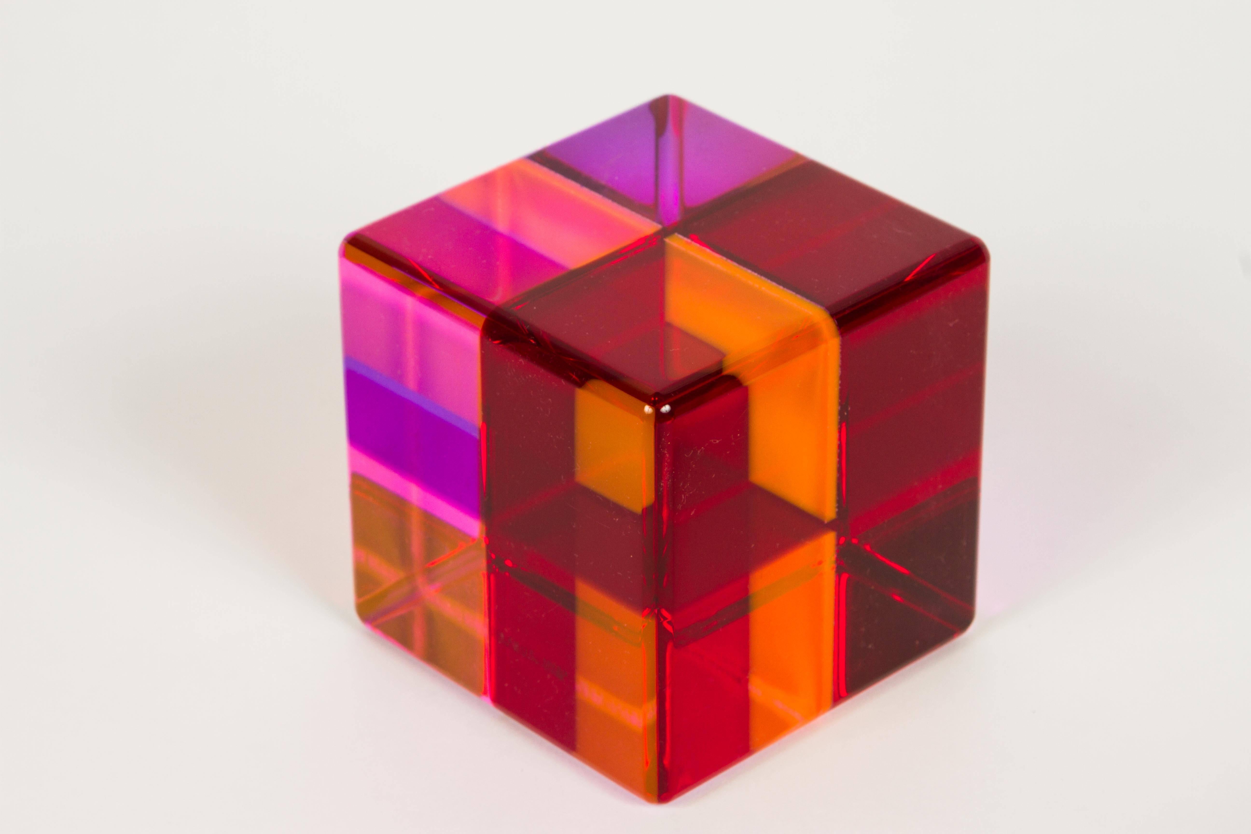 Late 20th Century Multi-Color Large Cube Sculpture by Vassa